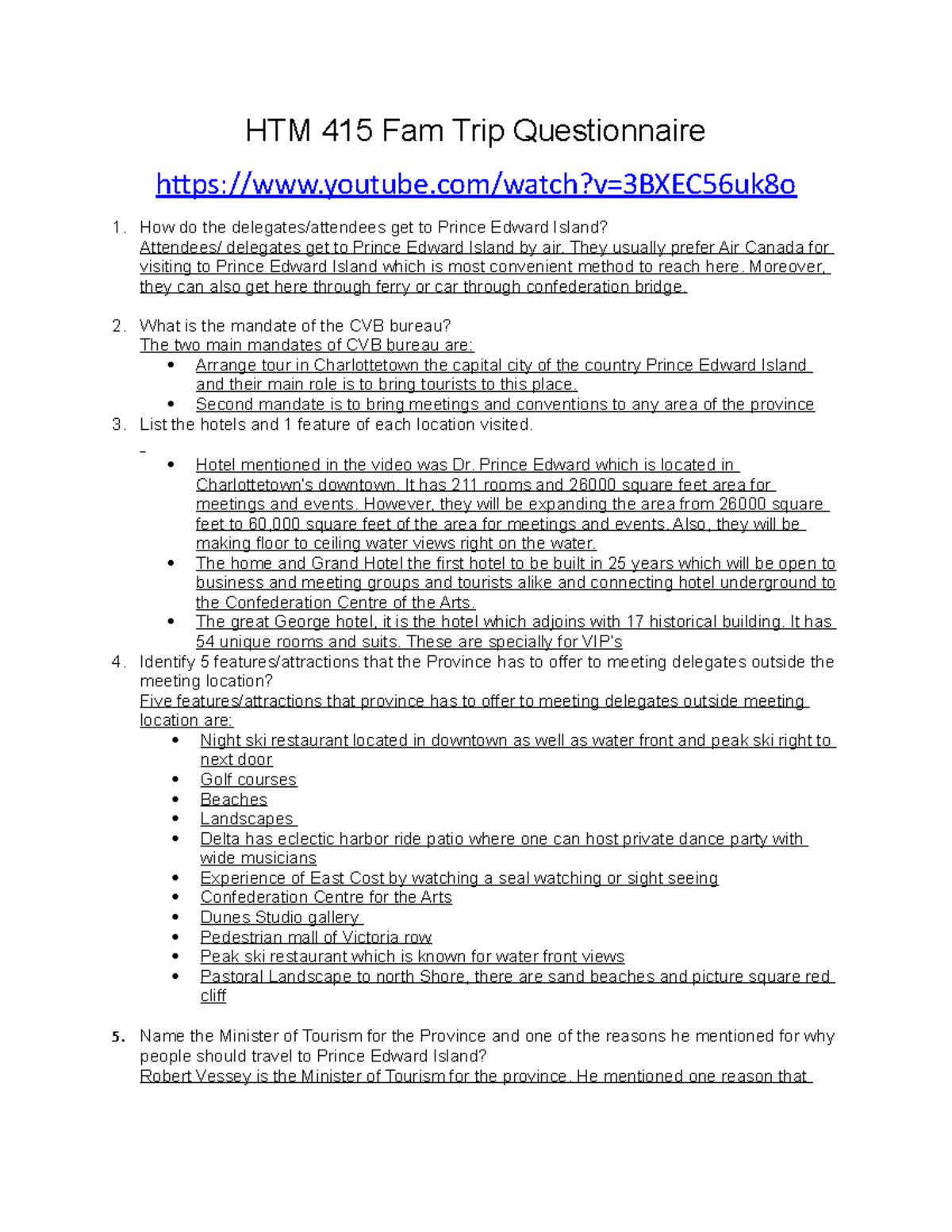 Fam Trip Assignment HTM 415 Fam Trip Questionnaire youtube/watch?v