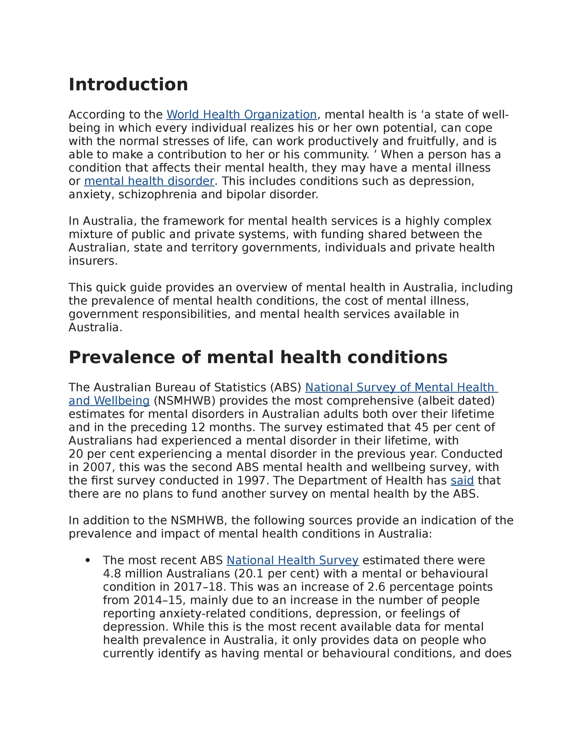 mental health assignment grade 7