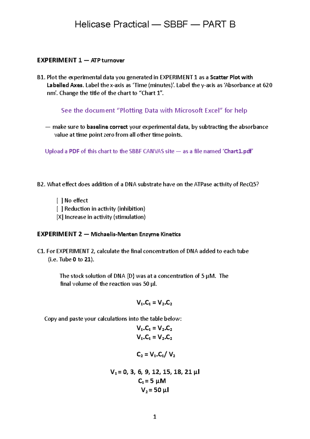 Answers B - Part A For The Assessment For The Module. - EXPERIMENT 1 ...