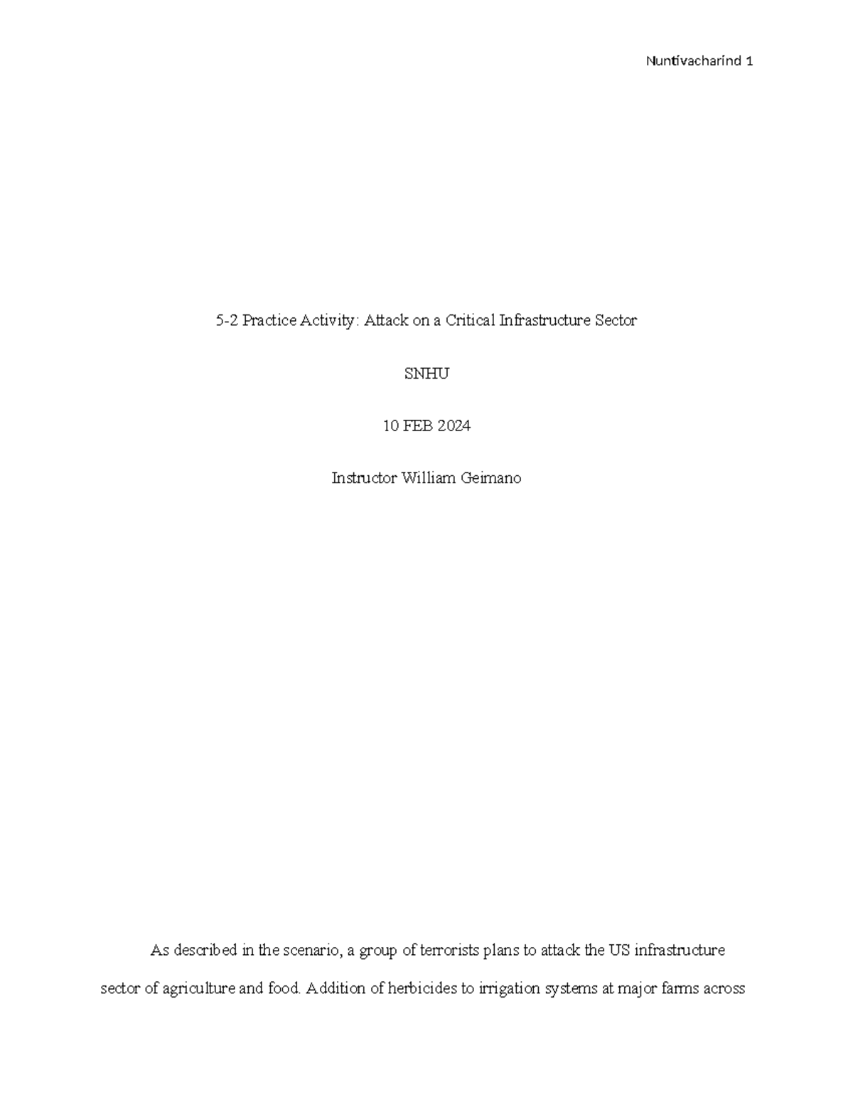 CJ 310 Module five Terrorist - CJ 310 - Nuntivacharind 1 5-2 Practice ...