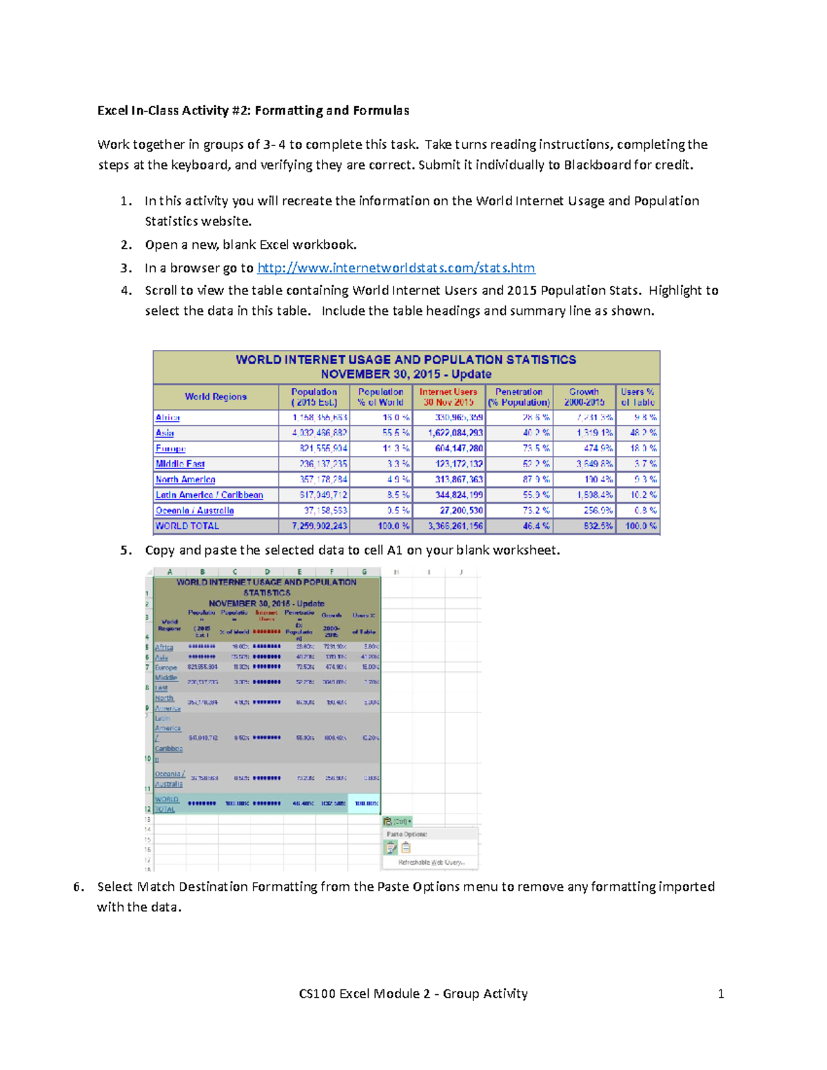 Excel Activity Formatting And Formulas Studocu