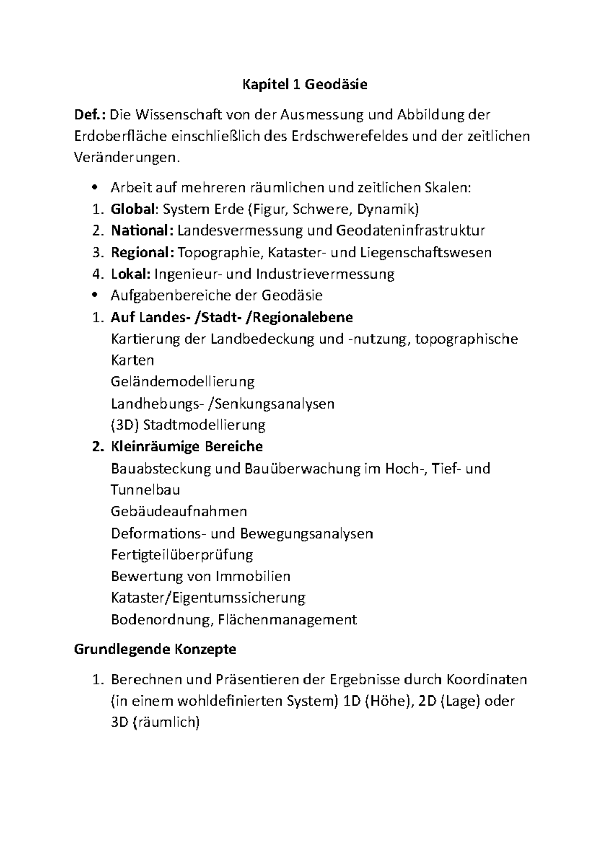 Geodäsie Lernzettel mit Bildern Kapitel 1 Def. Die Wissenschaft von