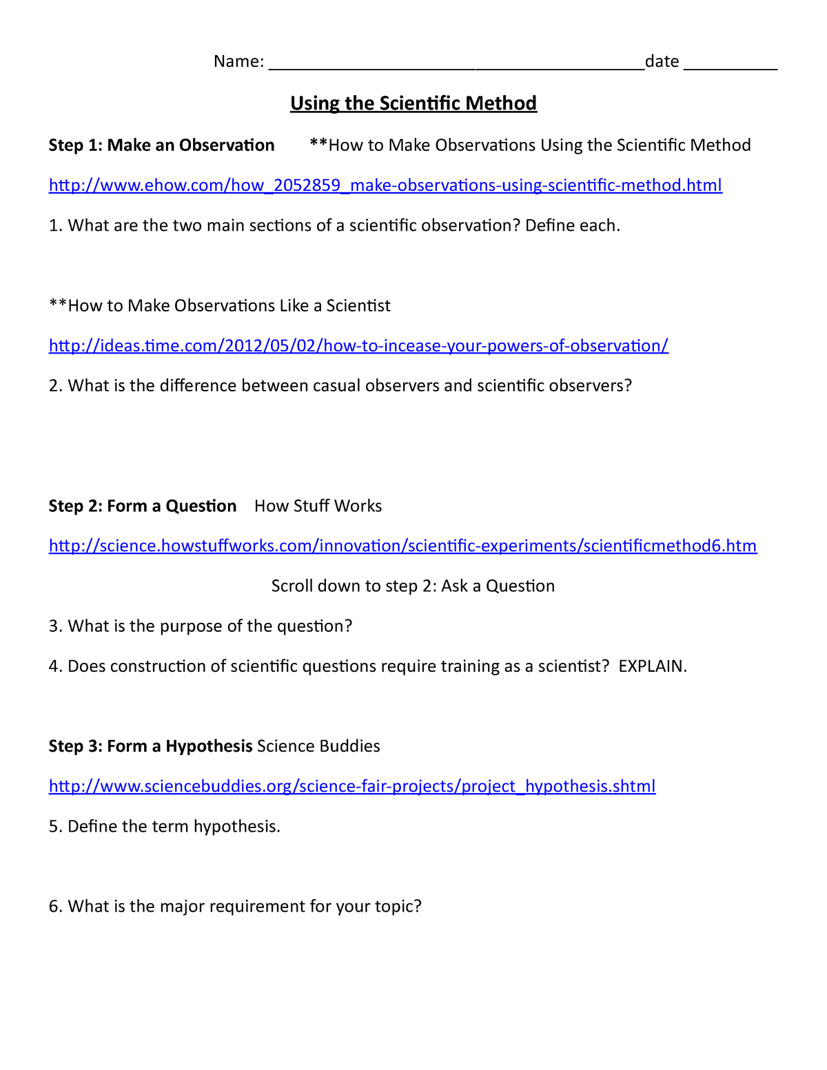 Scientific Method Web Quest - Name: ______ Using - StuDocu With Periodic Table Webquest Worksheet Answers