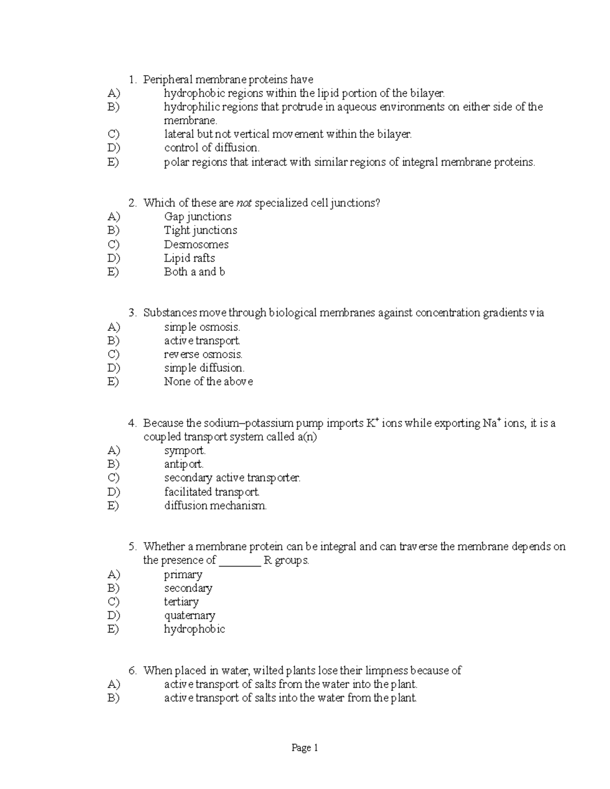 Membrane Proteins and Biological Membranes Quiz - Studocu