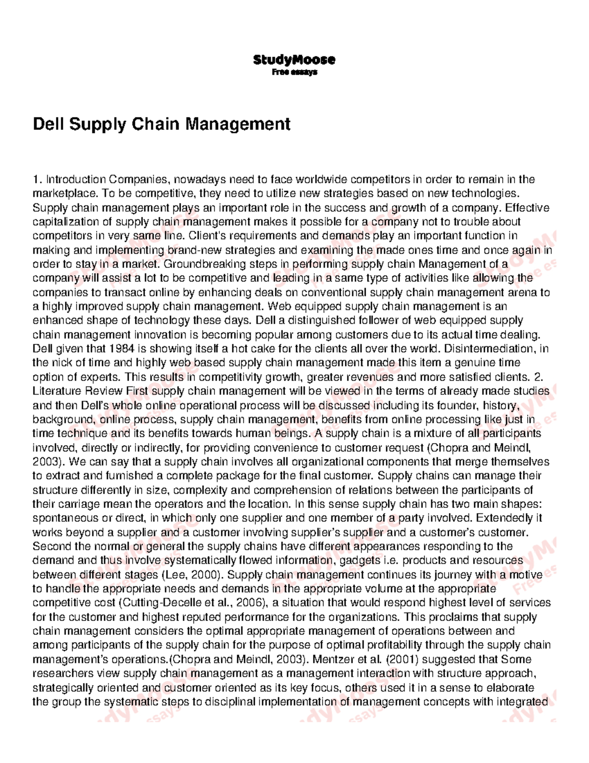 Dell Supply Chain Management - Dell Supply Chain Management ...