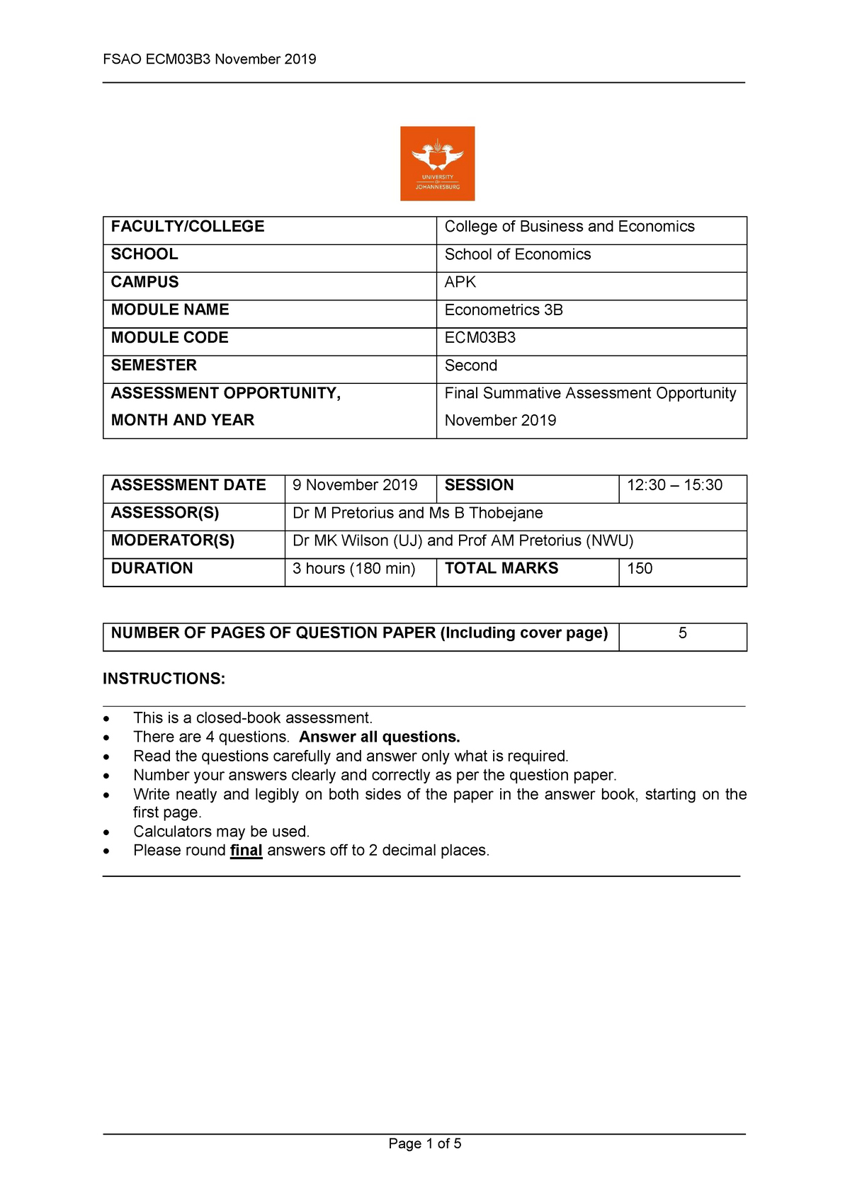 ECM03B3 EKM3B01 MAIN Past paper perfect for practice . This is a past