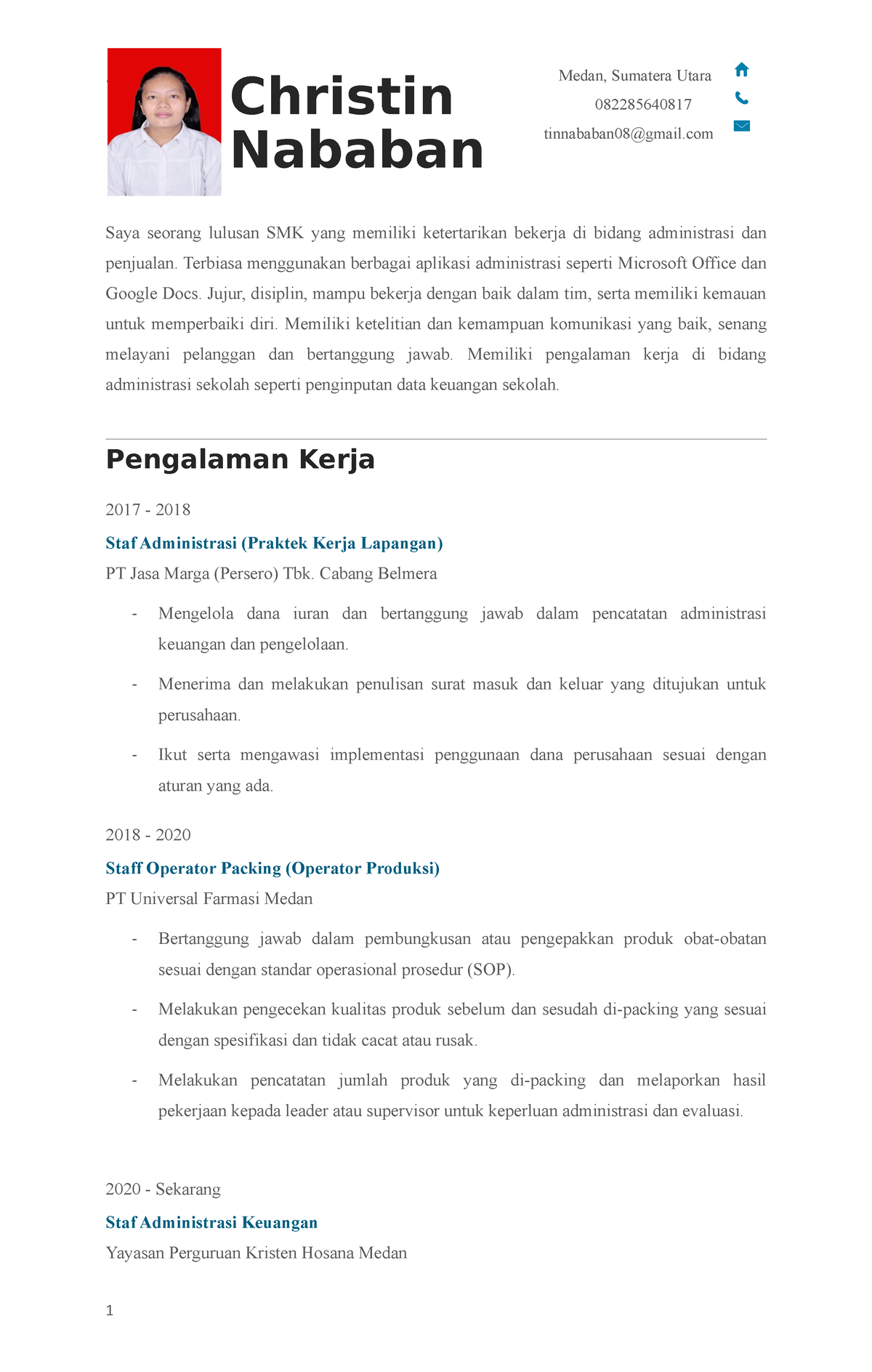 FREE Template CV Lulusan SMK by Vina Muliana - Akuntansi Biaya - Studocu