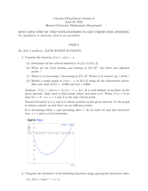 Exam 1 Calculus - MATH 156 - Studocu