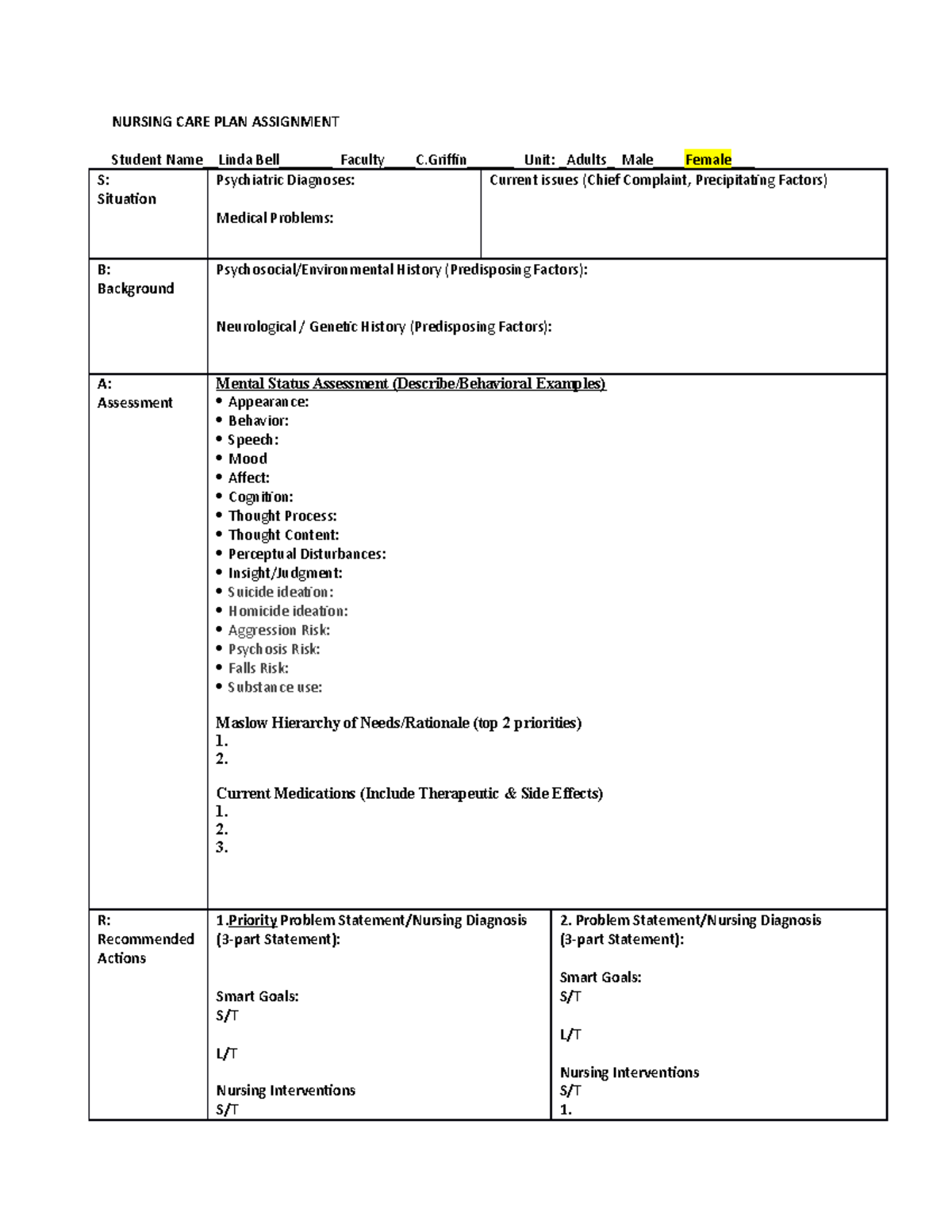 medical care plan assignment