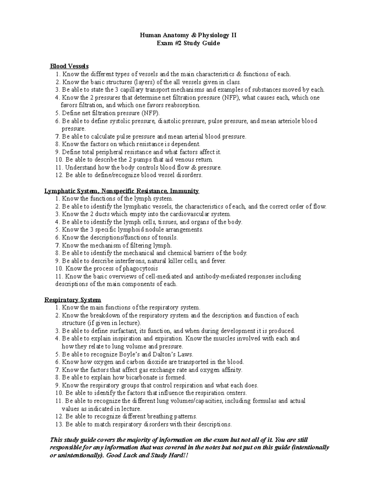 A&P2-Exam 2 - Human Anatomy & Physiology II Exam #2 Study Guide ...