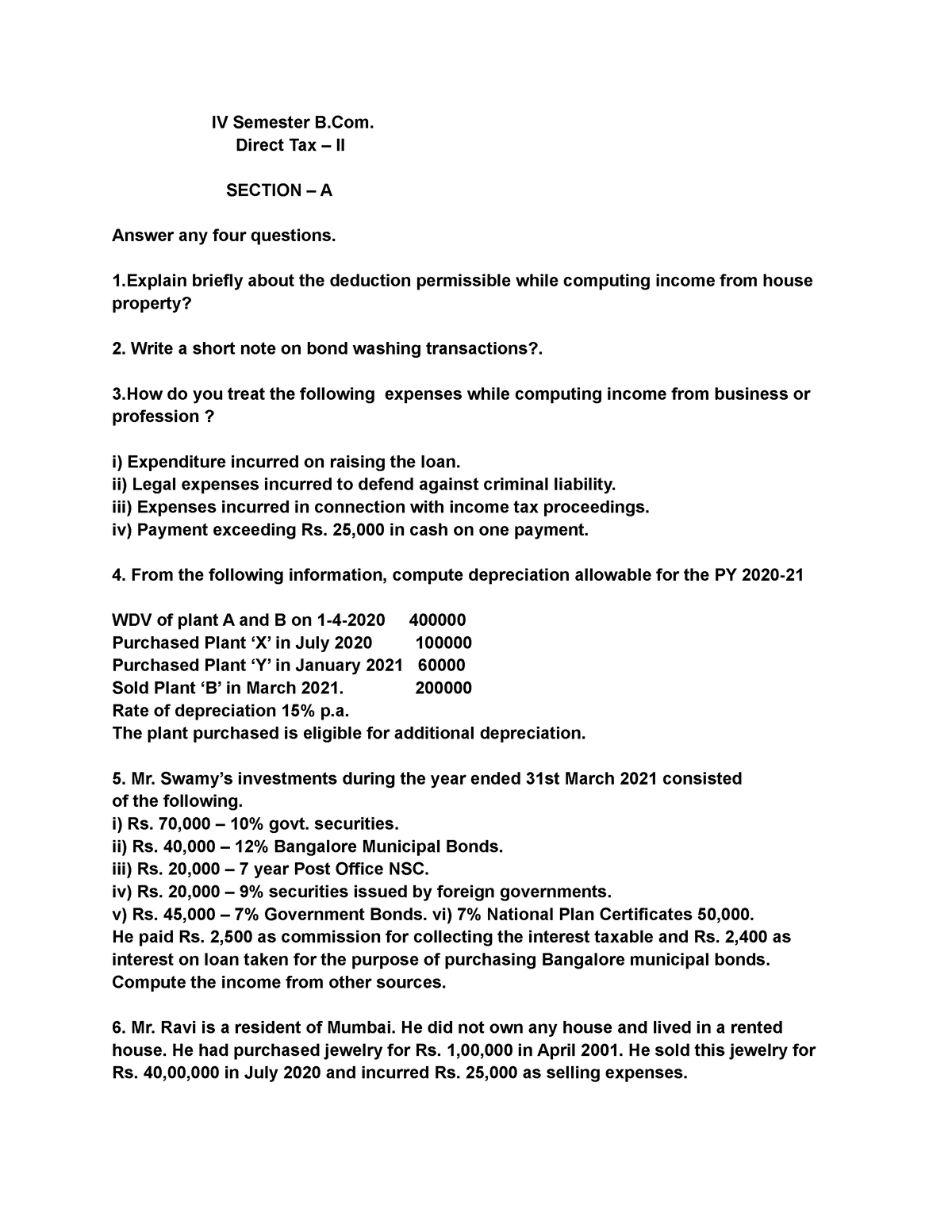 direct-tax-ii-sample-question-paper-iv-semester-b-direct-tax-ii