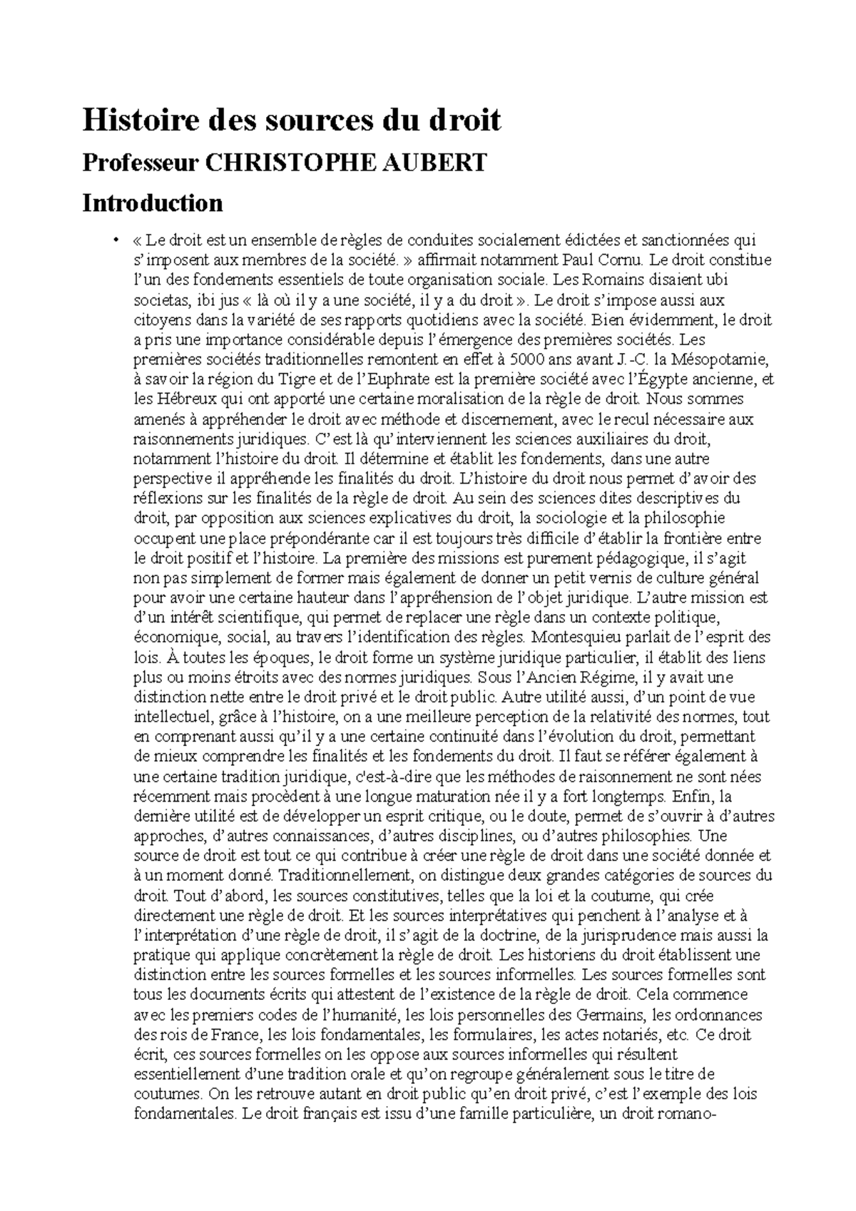 Histoire des sources du droit L1 - Histoire des sources du droit ...