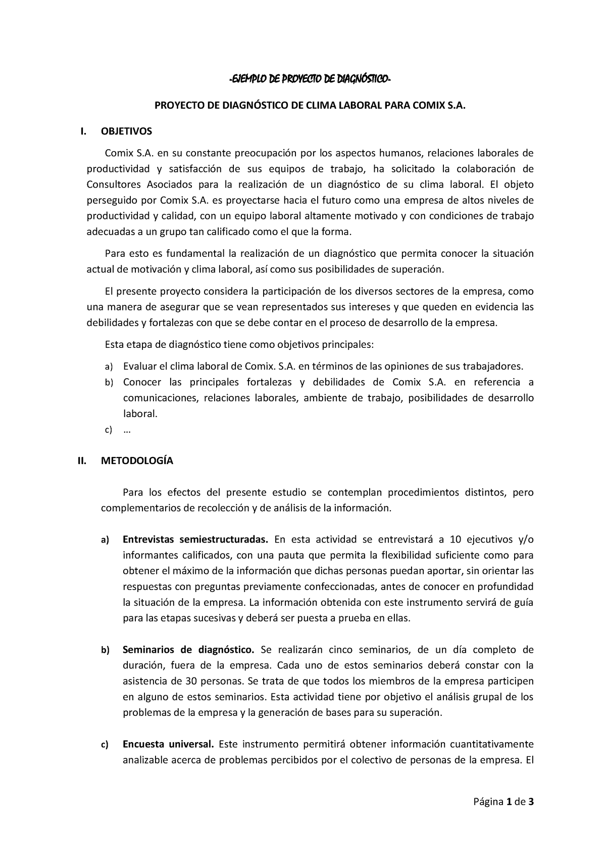 Ejemplo DE Proyecto DE Diagnóstico - P·gina 1 De 3 - EJEMPLO DE ...