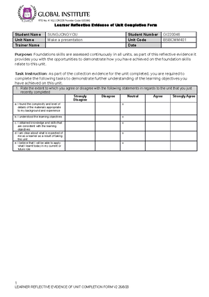 3. Learner Reflection Evidence Form V2.1 - Learner Reflection Evidence ...