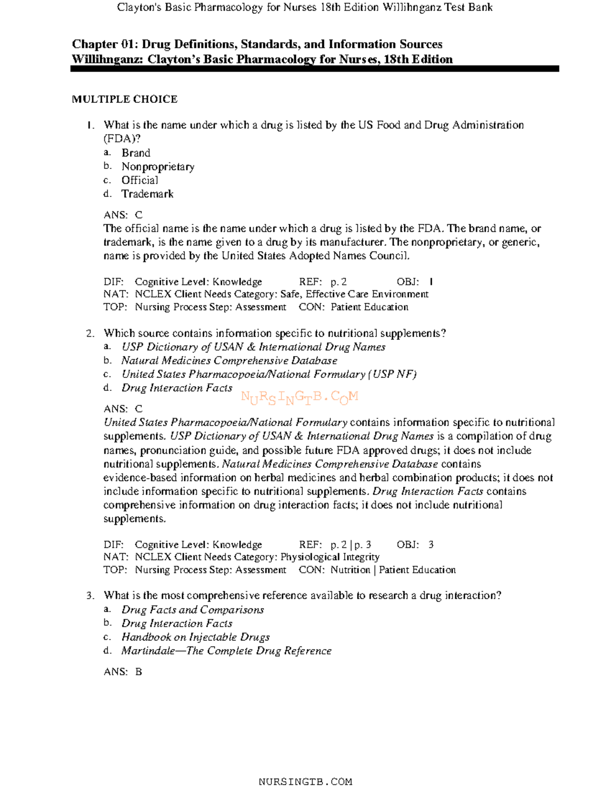 Ch 1 Drug Definitions, Standards, And Information Sources - NURSINGTB ...