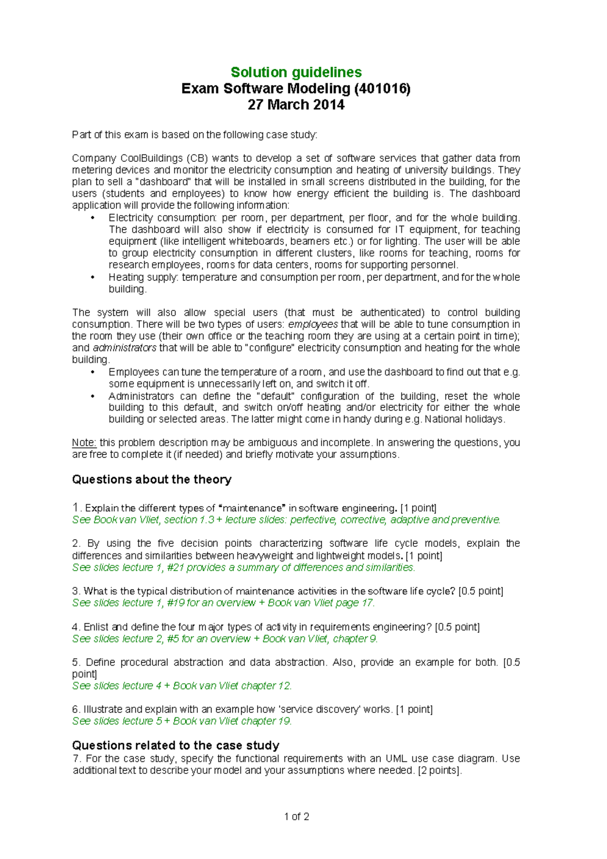Exam 27 March 2014 Answers Software Modelling X 401016 Studocu