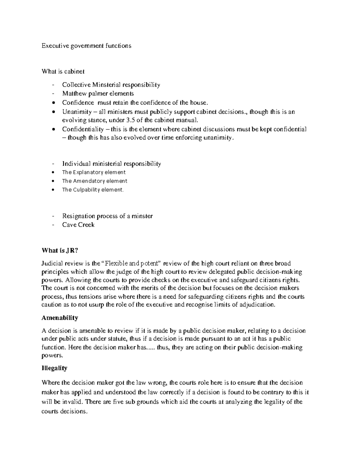 213 pre written notes for exam- defintions - Executive government ...