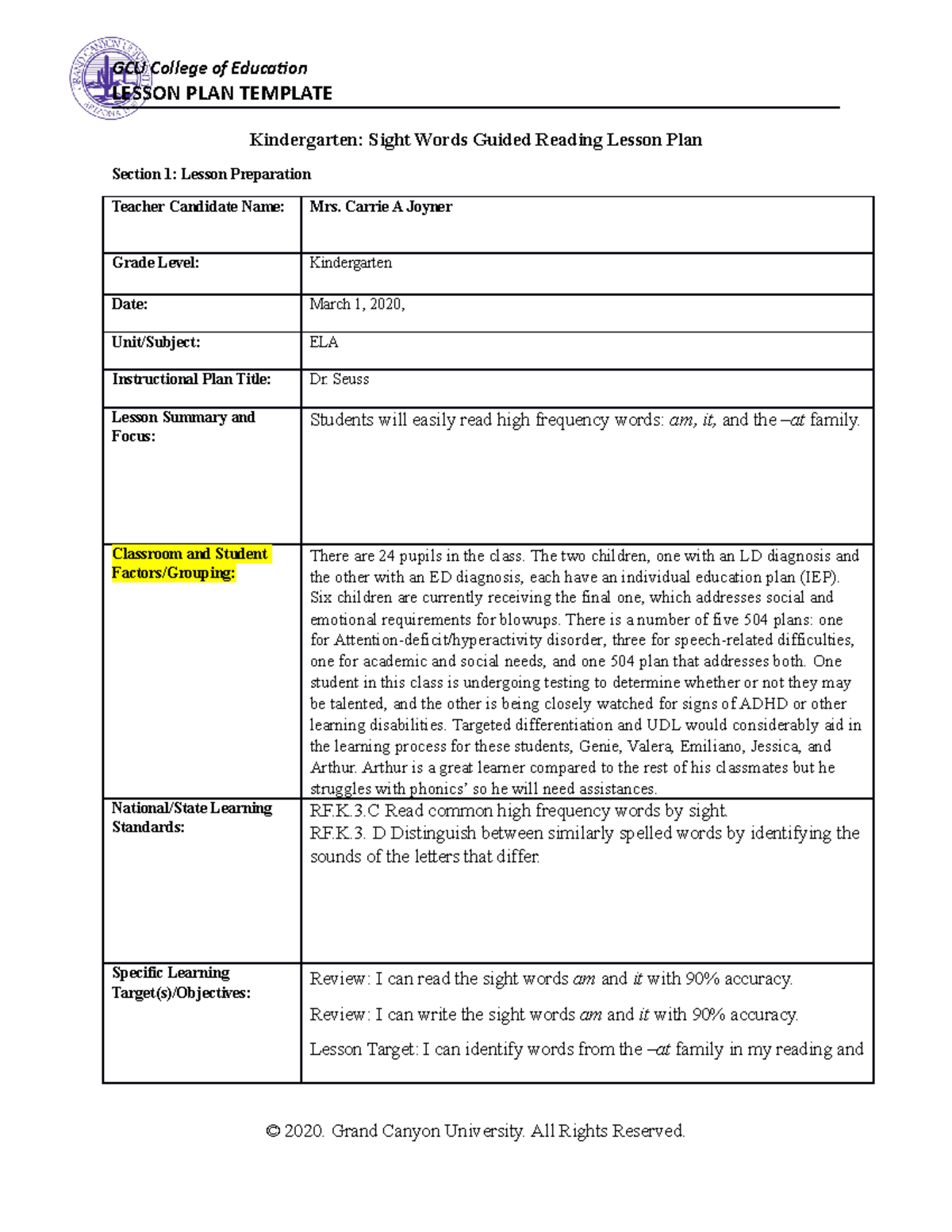 SPD-200-RS-Kindergarten-Sight-Words-Guided-Reading-Lesson-Plan Carrie ...