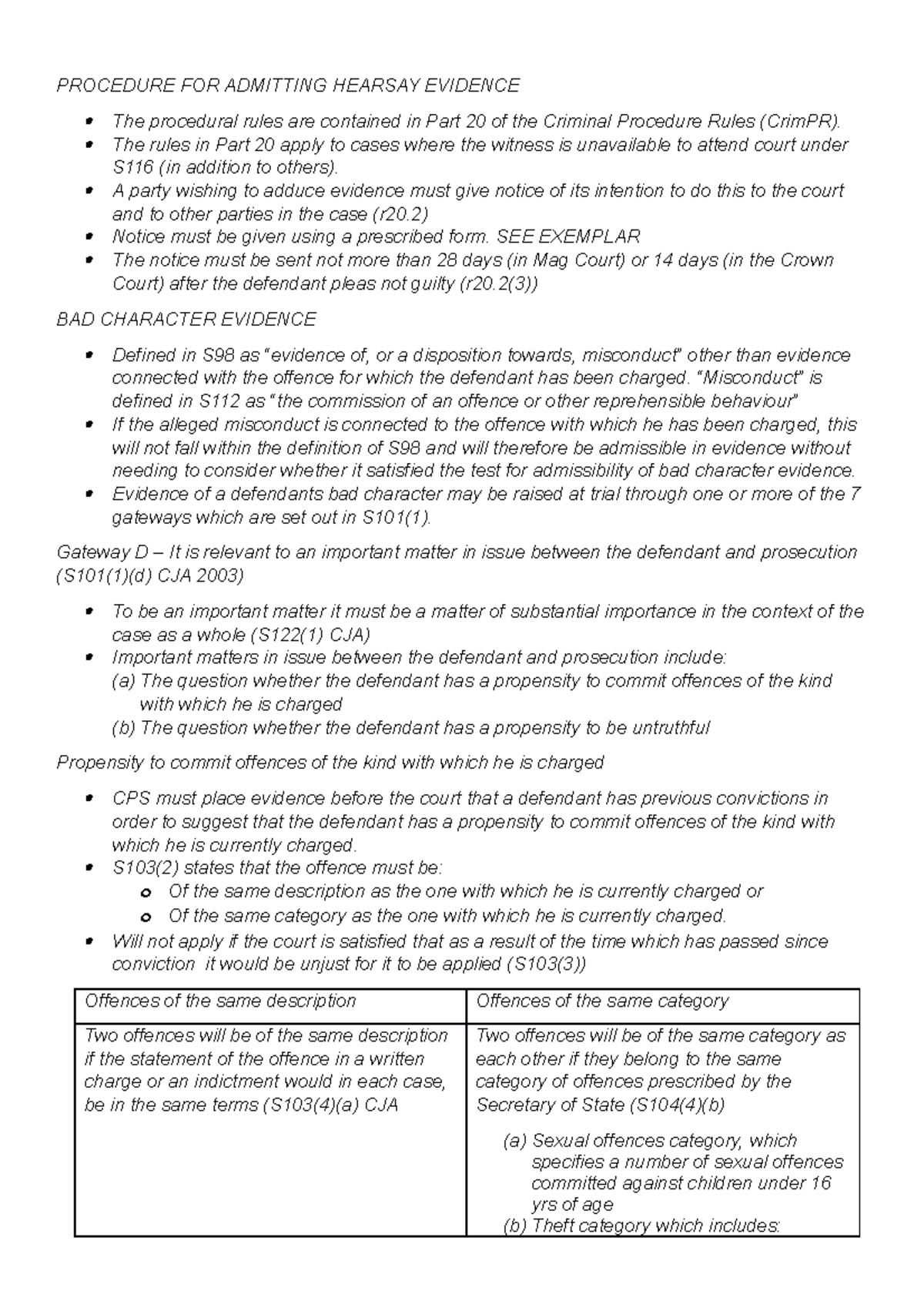 Procedure FOR Admitting Hearsay Evidence - PROCEDURE FOR ADMITTING ...