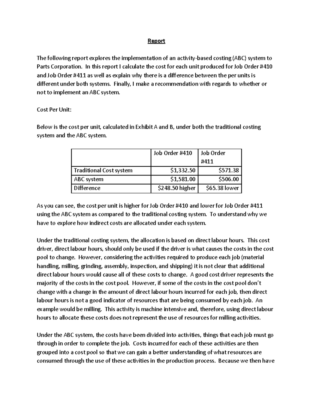 Case - Solution - afa 819 week 3 case - Report The following report ...