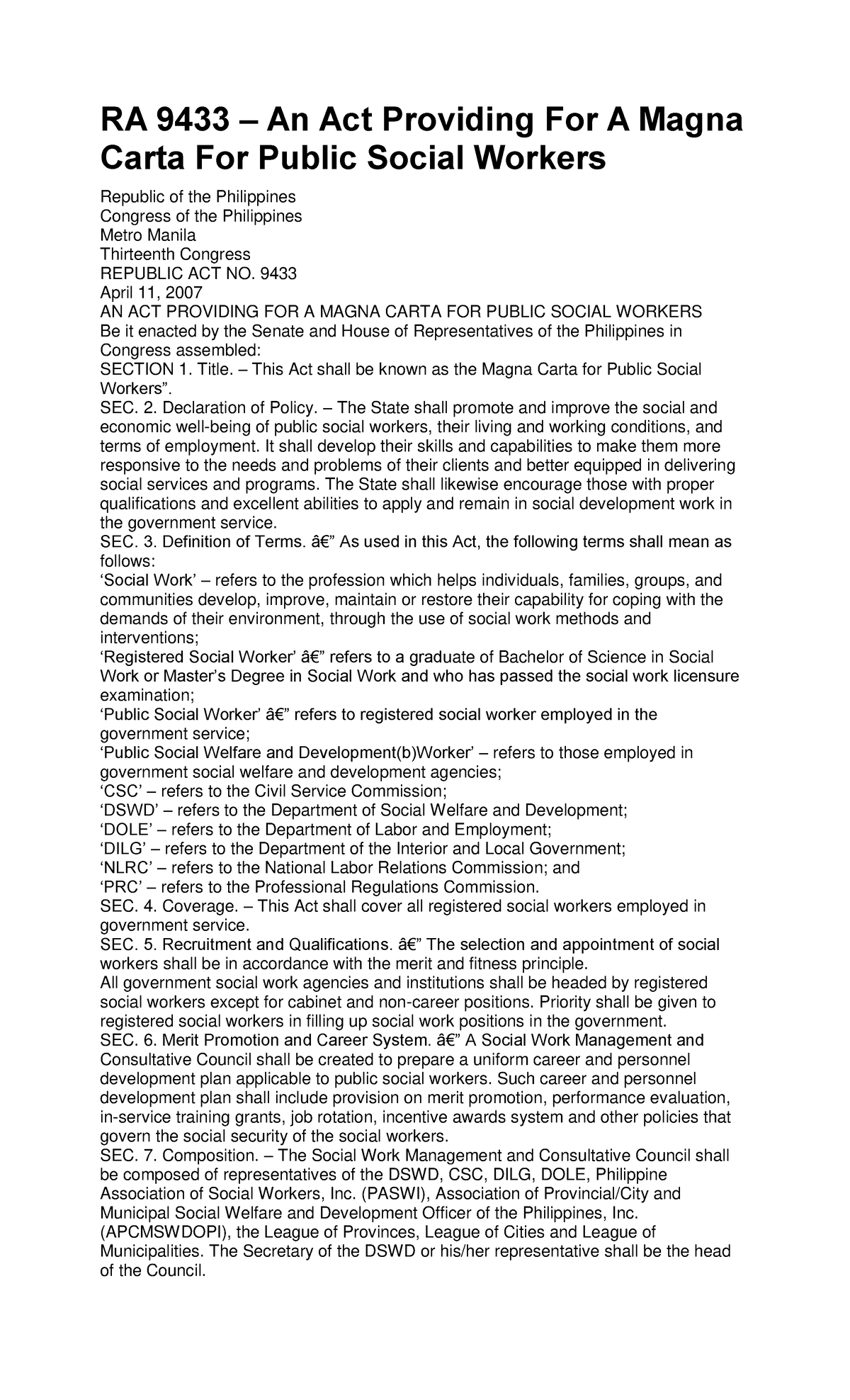 RA 9433 - understanding on RA 9433 - RA 9433 – An Act Providing For A ...