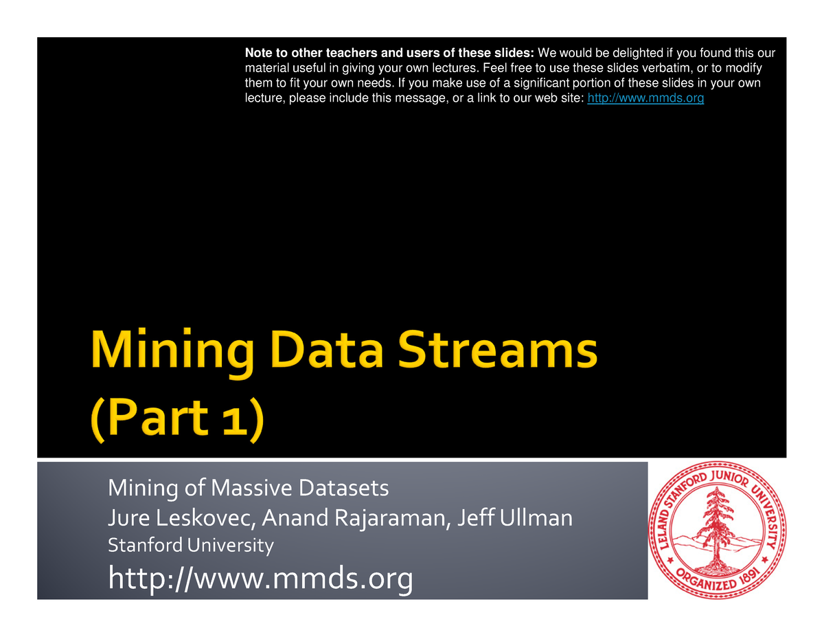 Ch04-streams 1 - Aaaaaaaaaa - ####### Mining Of Massive Datasets ...