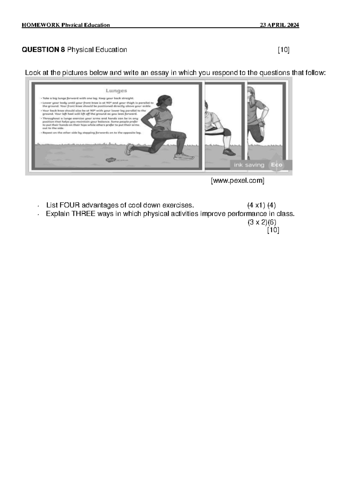 Homework Physical Education Q8 - HOMEWORK Physical Education 23 APRIL ...