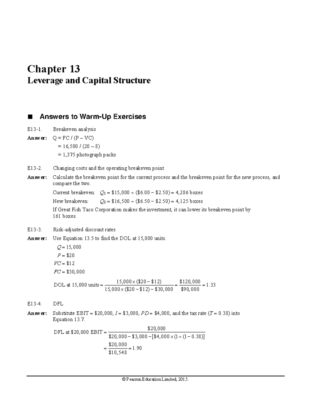 Chapter+13 - Solutions - © Pearson Education Limited, 2015. Chapter 13 ...