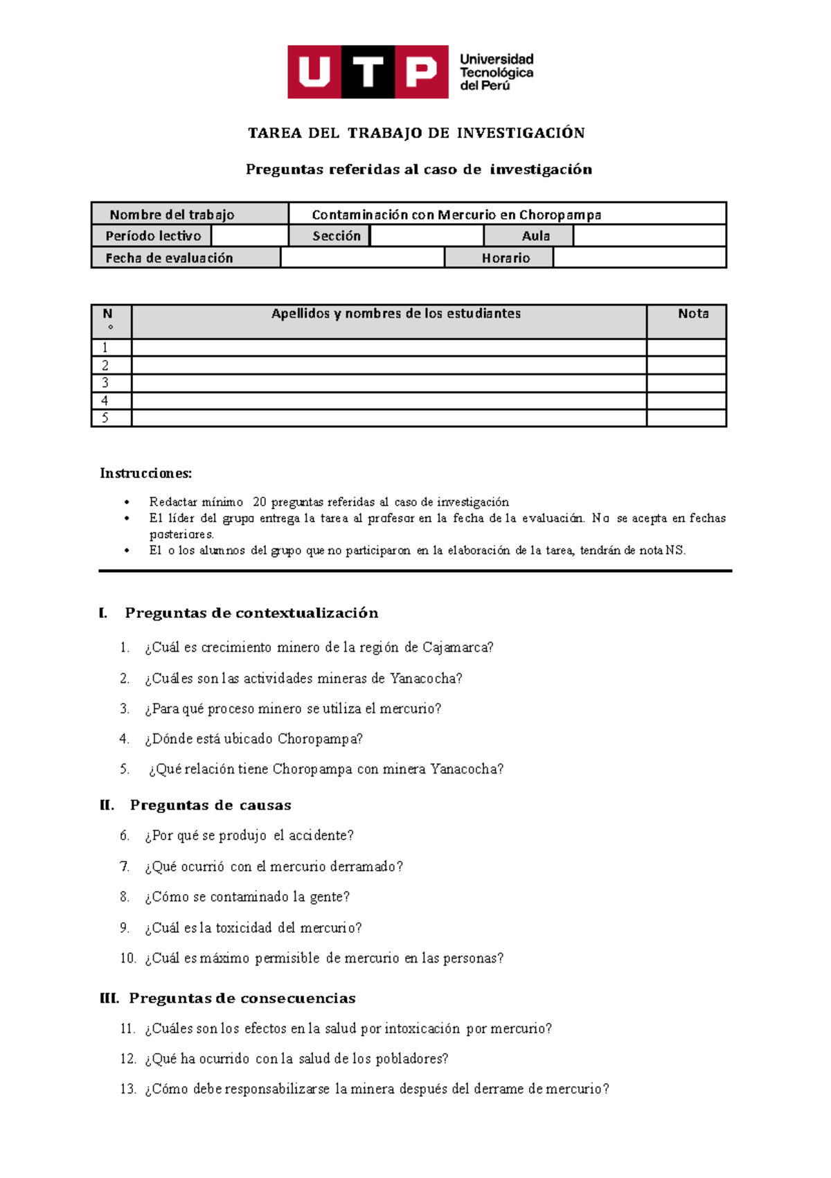 Modelo De Preguntas De Investigación - TAREA DEL TRABAJO DE ...