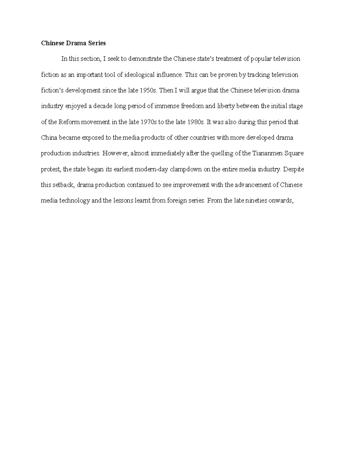 chinese drama essay