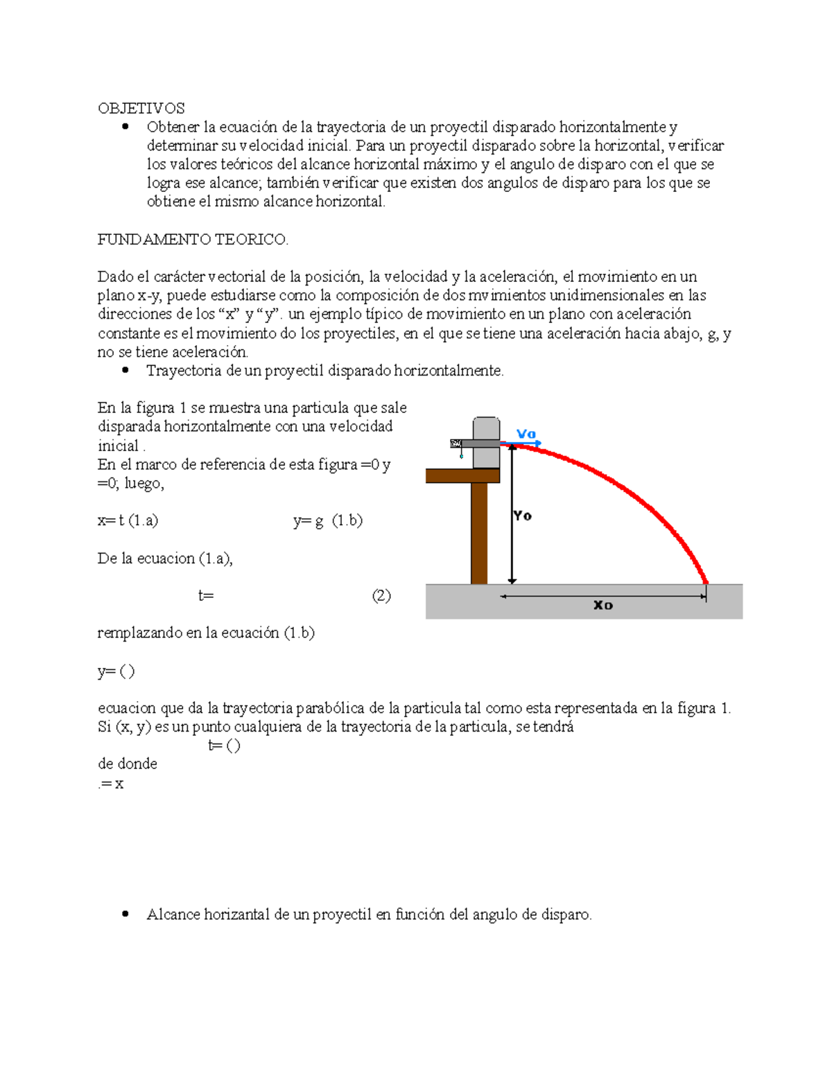 Movimiento DE Proyectiles - OBJETIVOS Obtener La Ecuación De La ...