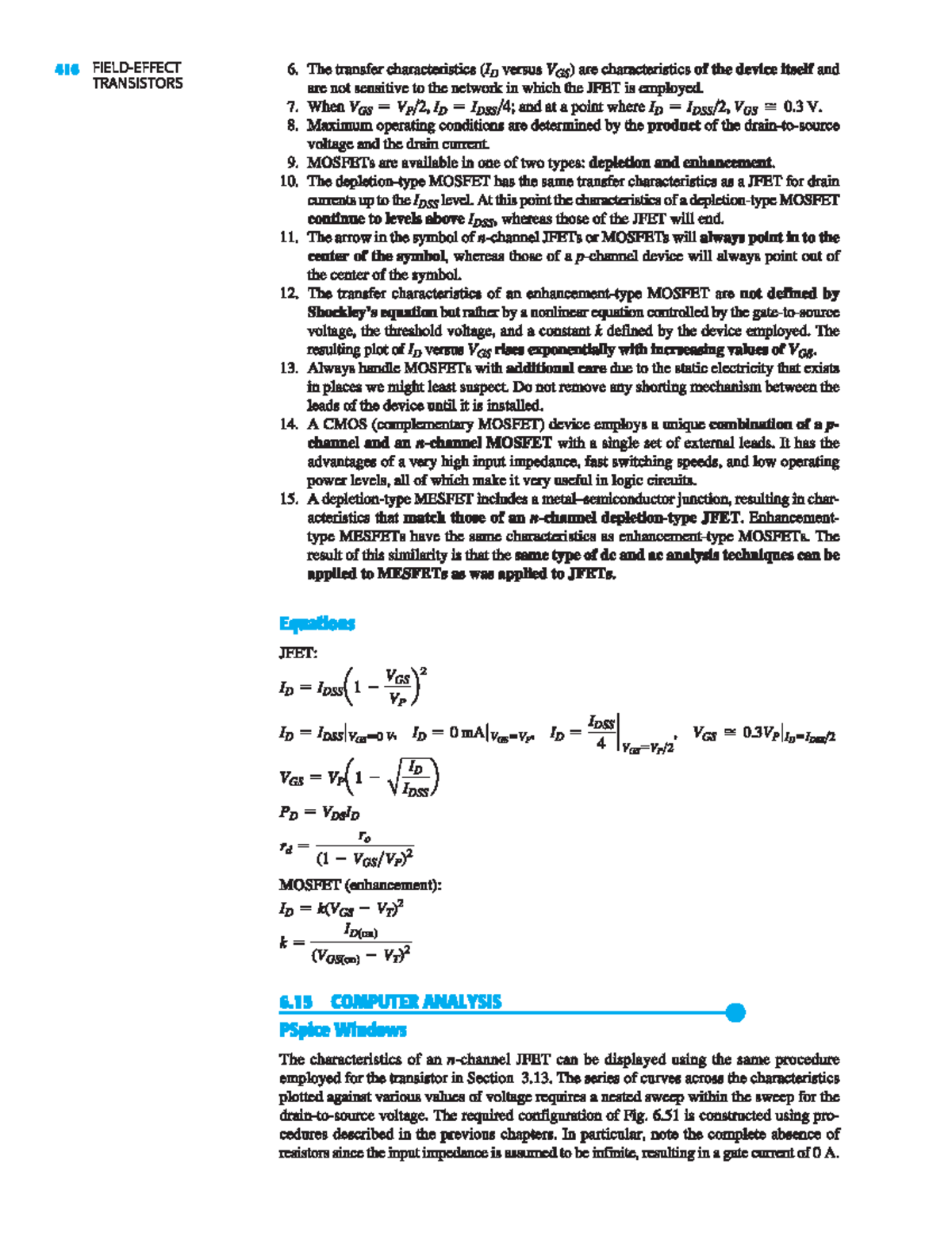 Field Effect Transistor Equations Electronic Circuit devices and