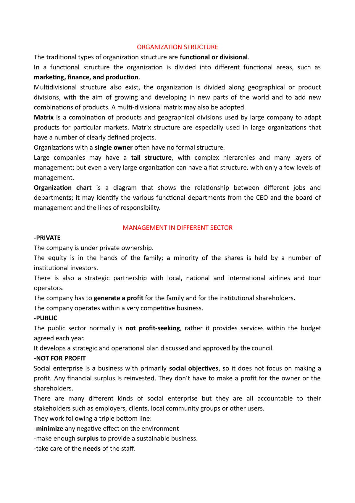 esame-inglese-organization-structure-the-traditional-types-of