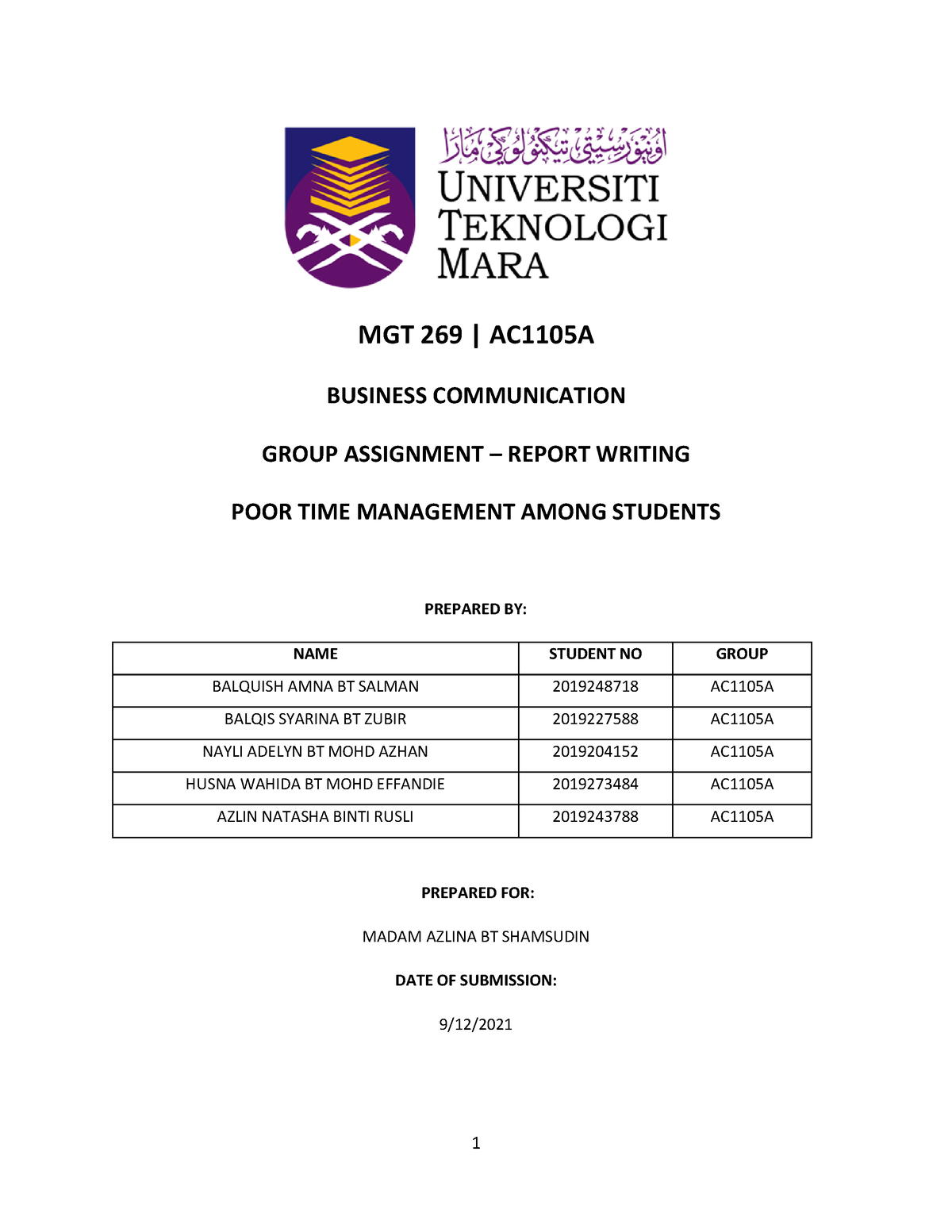 contoh assignment mgt269