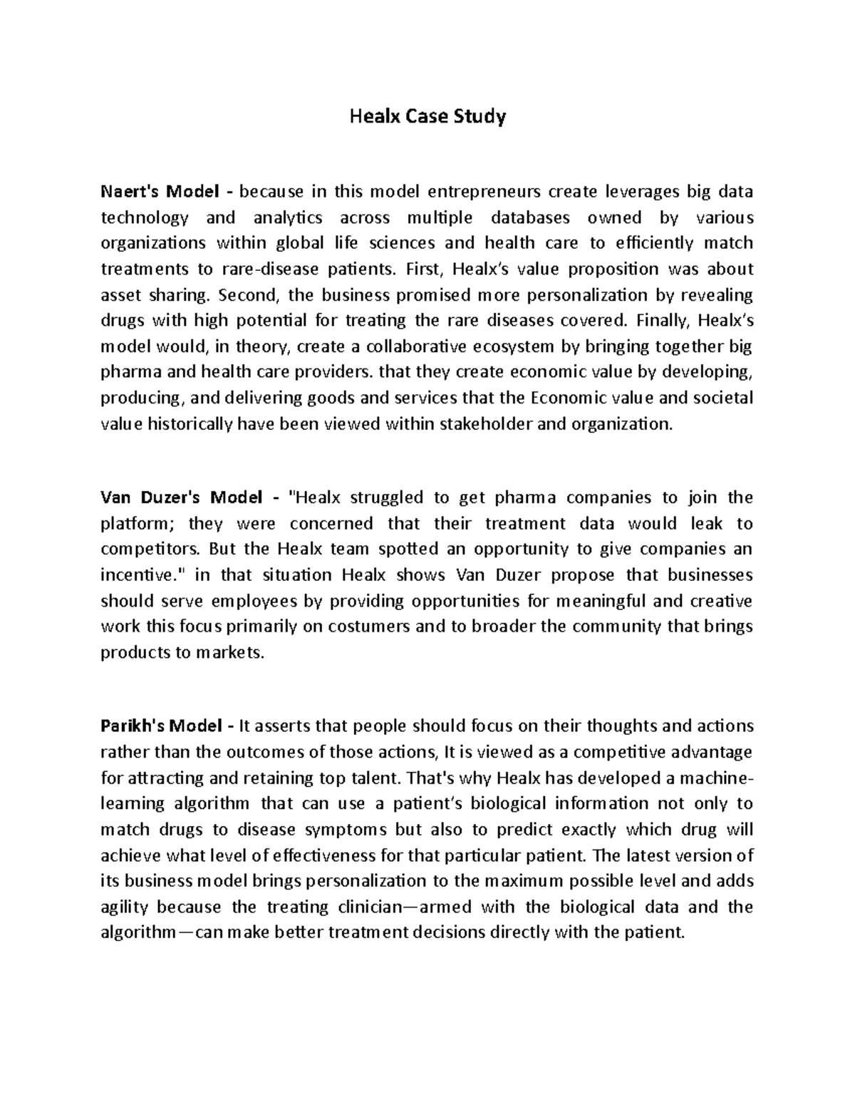 Healx Case Study - Healx Case Study Naert's Model - because in this ...