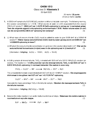 CHEM 1513 - 2019 Main Exam - CHEM1513 - UFS UV - Studocu