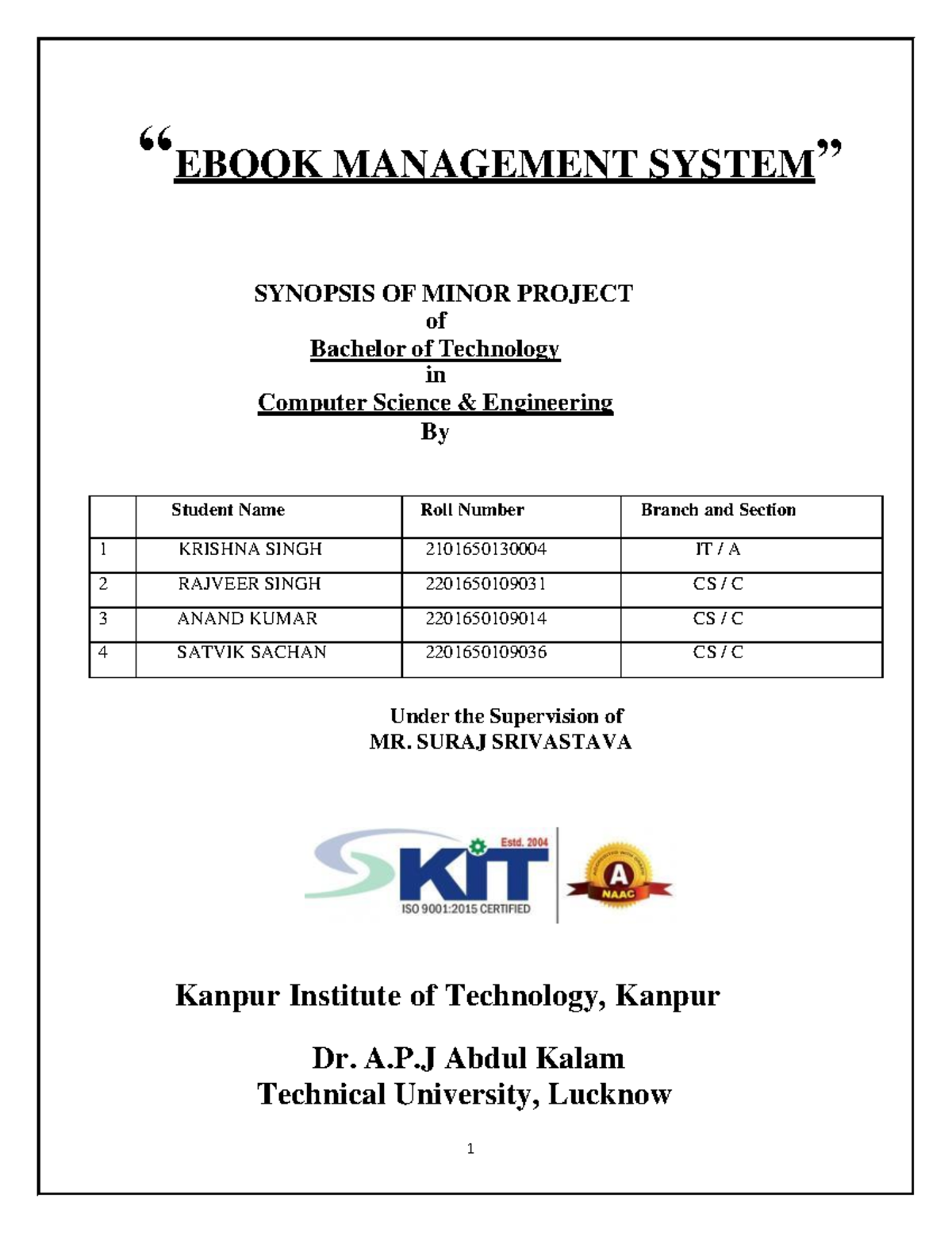 Ebook Synopsis Complete - ####### 1 “EBOOK MANAGEMENT SYSTEM” SYNOPSIS ...