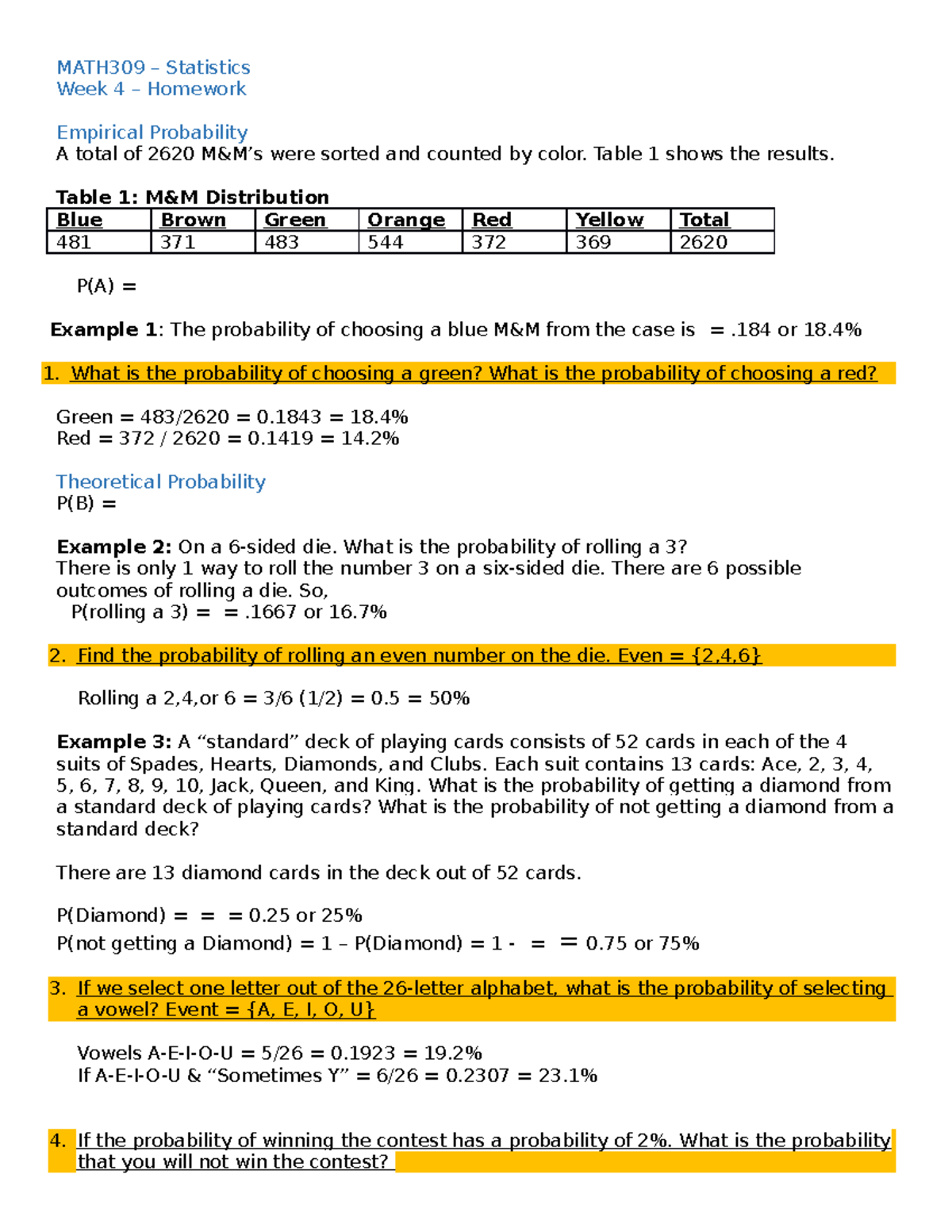 W4 Homework - MATH309 – Statistics Week 4 – Homework Empirical ...
