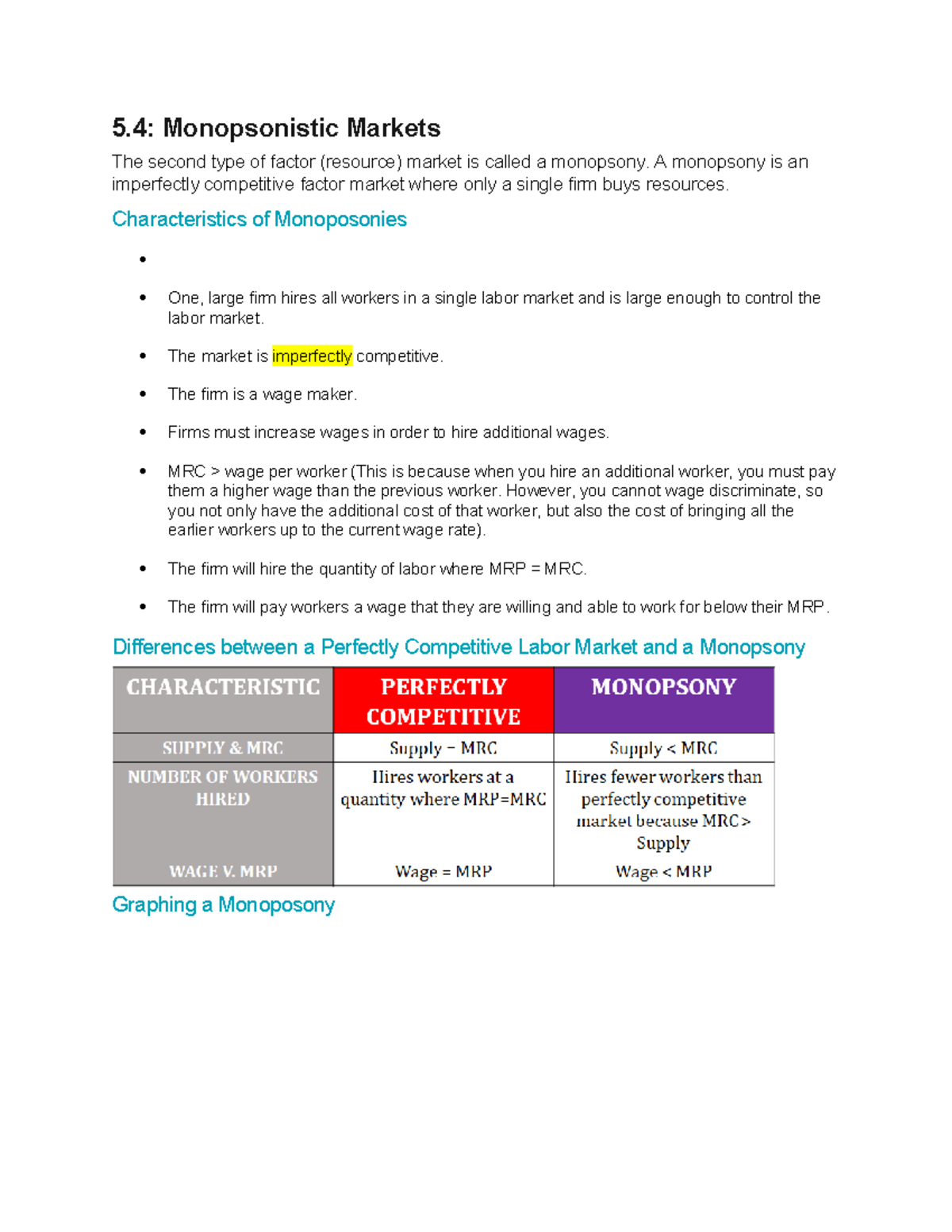 Monopsony and wage determination 5 monopsonistic markets the second