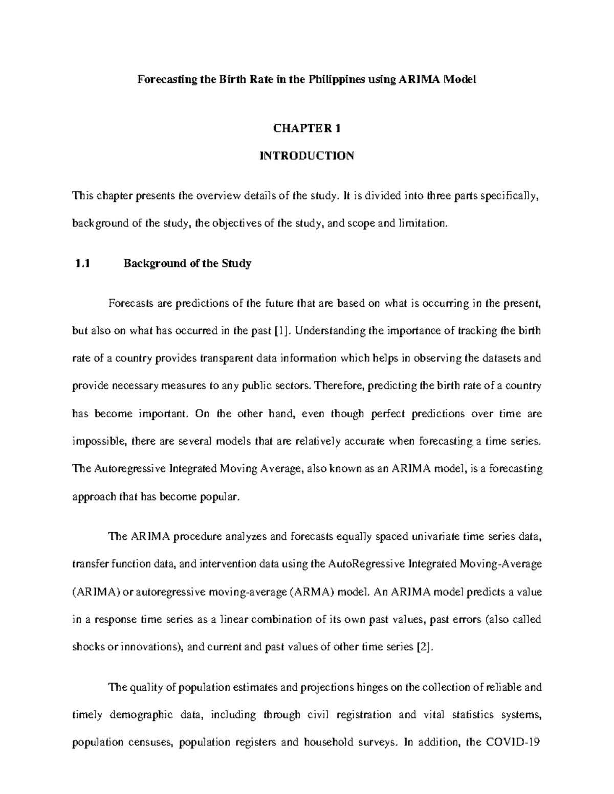 Time series 10 Forecasting the Birth Rate in the Philippines using