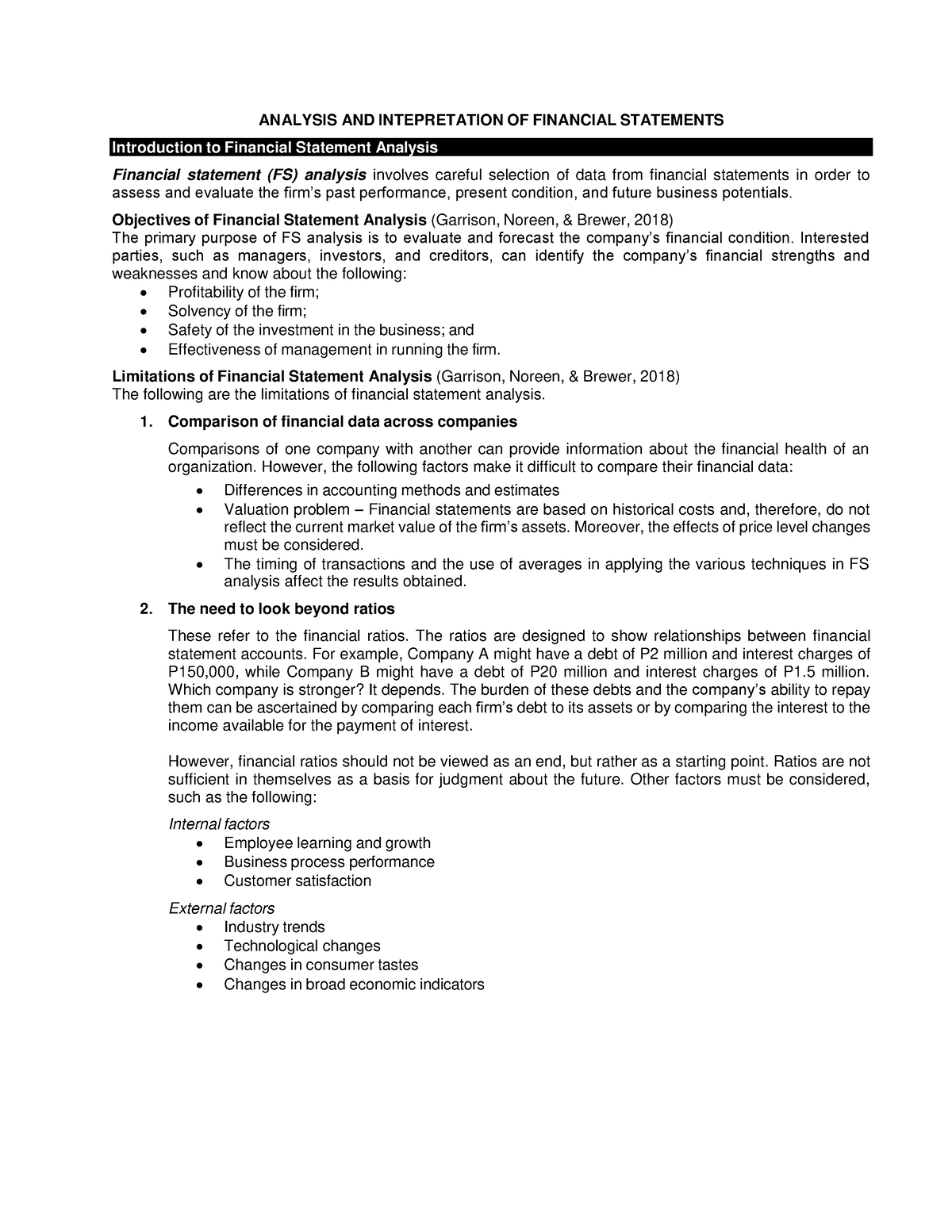 Financial Analysis - ANALYSIS AND INTEPRETATION OF FINANCIAL STATEMENTS ...