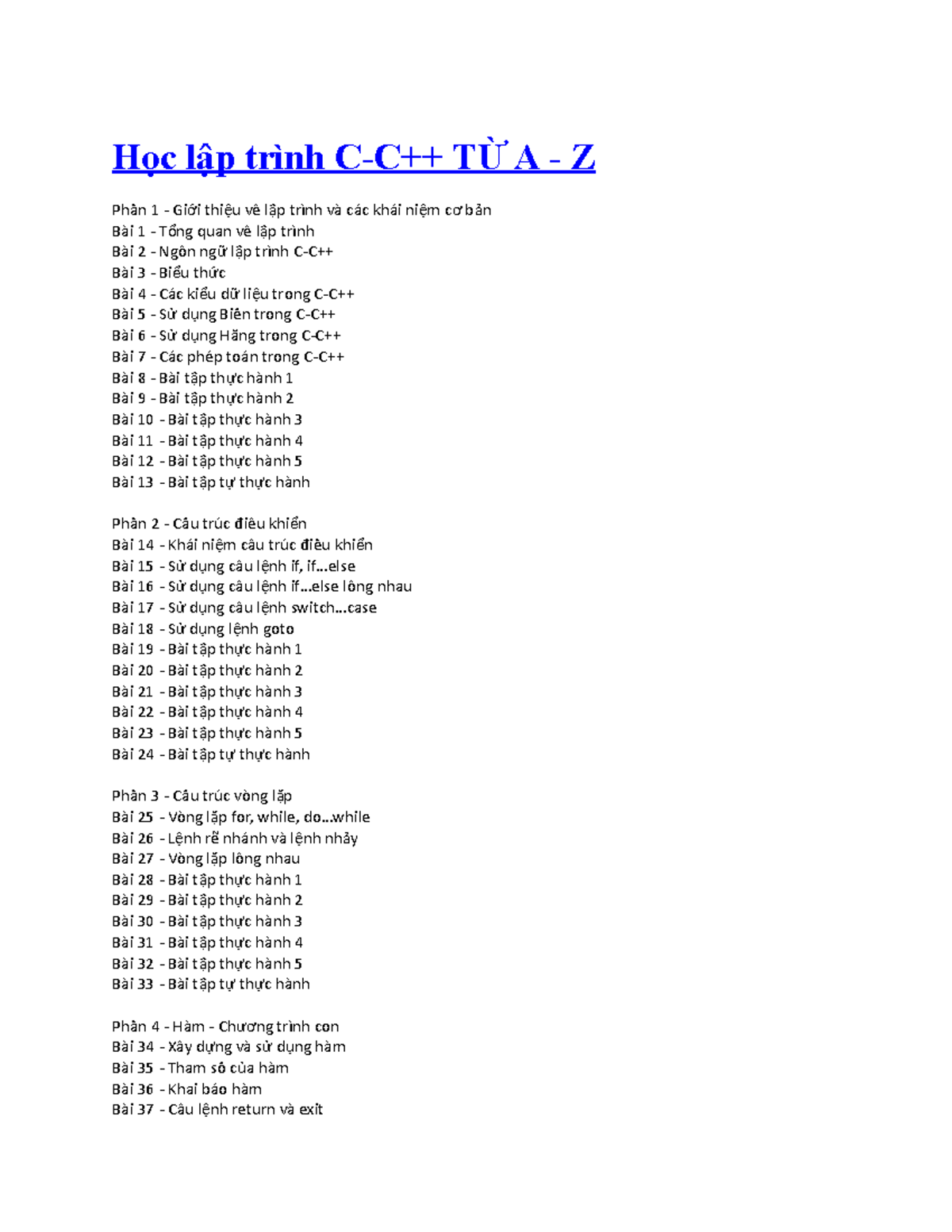 Học lập trình C-C++ TỪ A - Z - Học lập trình C-C++ TỪ A - Z Phầần 1 ...