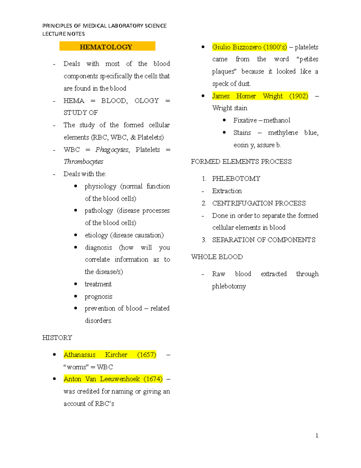 Hematology Lecture Notes - LECTURE NOTES HEMATOLOGY Deals with most of ...