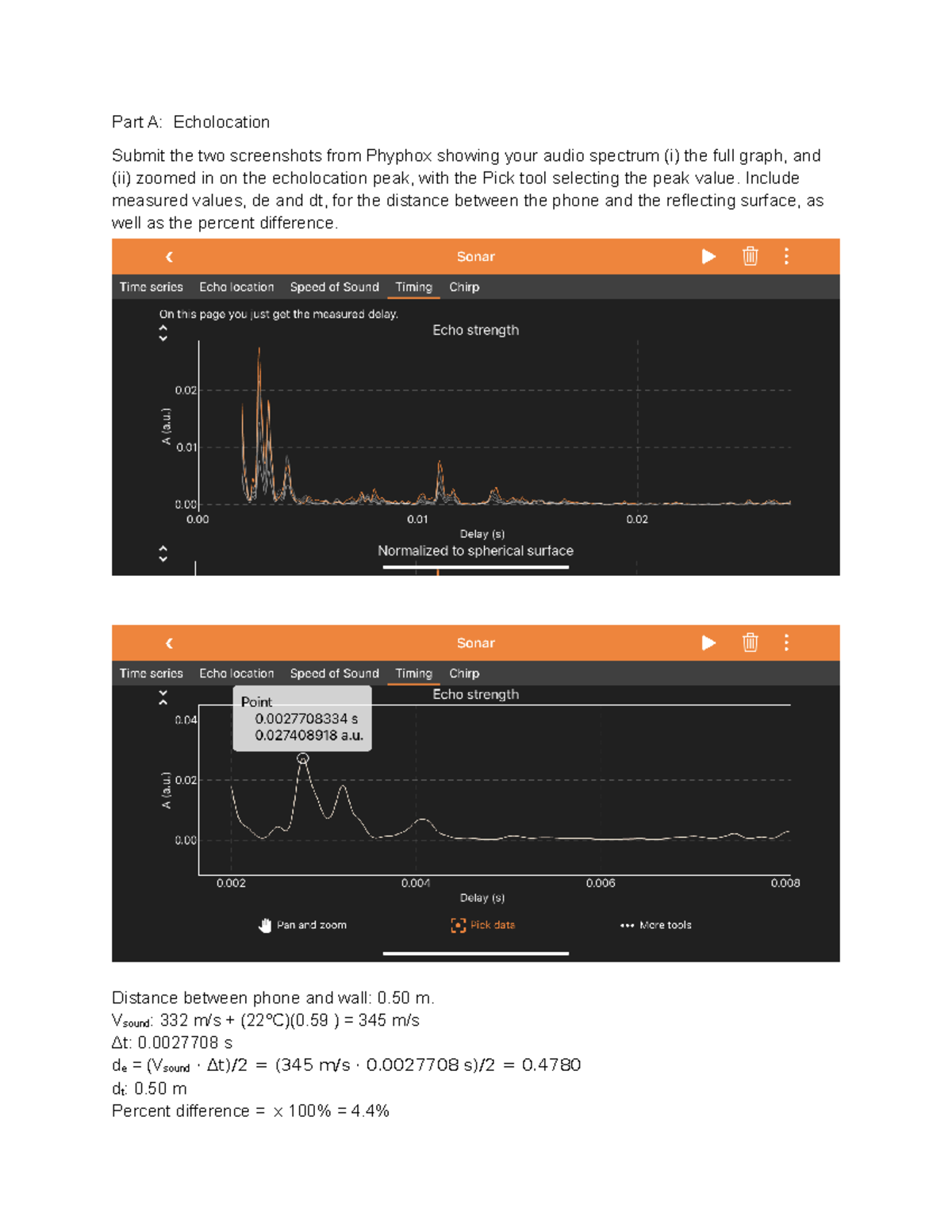 Physics Lab 5 lab 5 Part A Echolocation Submit the two