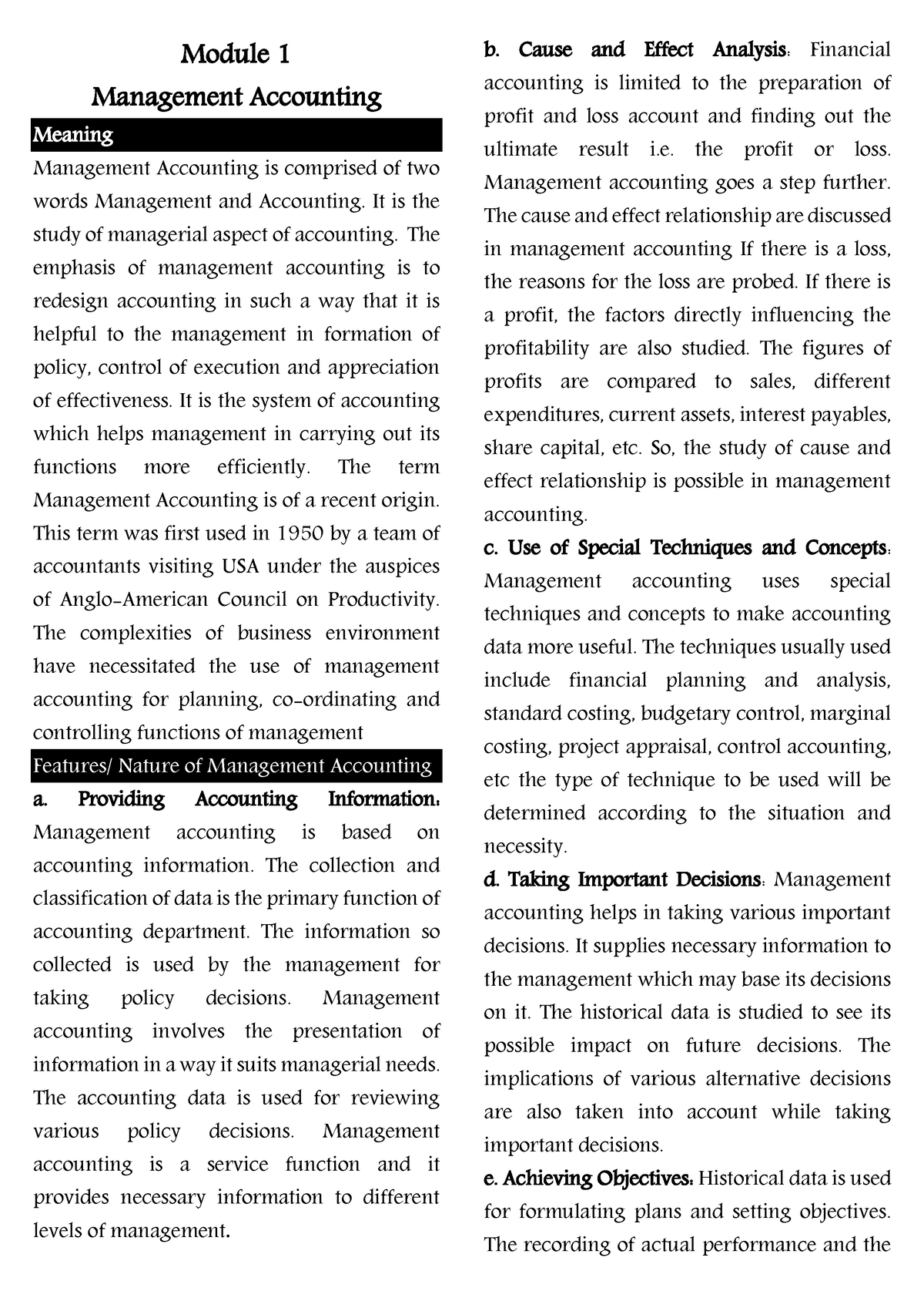 Management Accounting- Module 1 - Module 1 Management Accounting ...