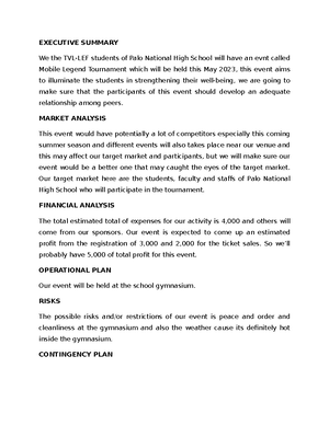 Event Management Documents - EXECUTIVE SUMMARY This study is conducted ...