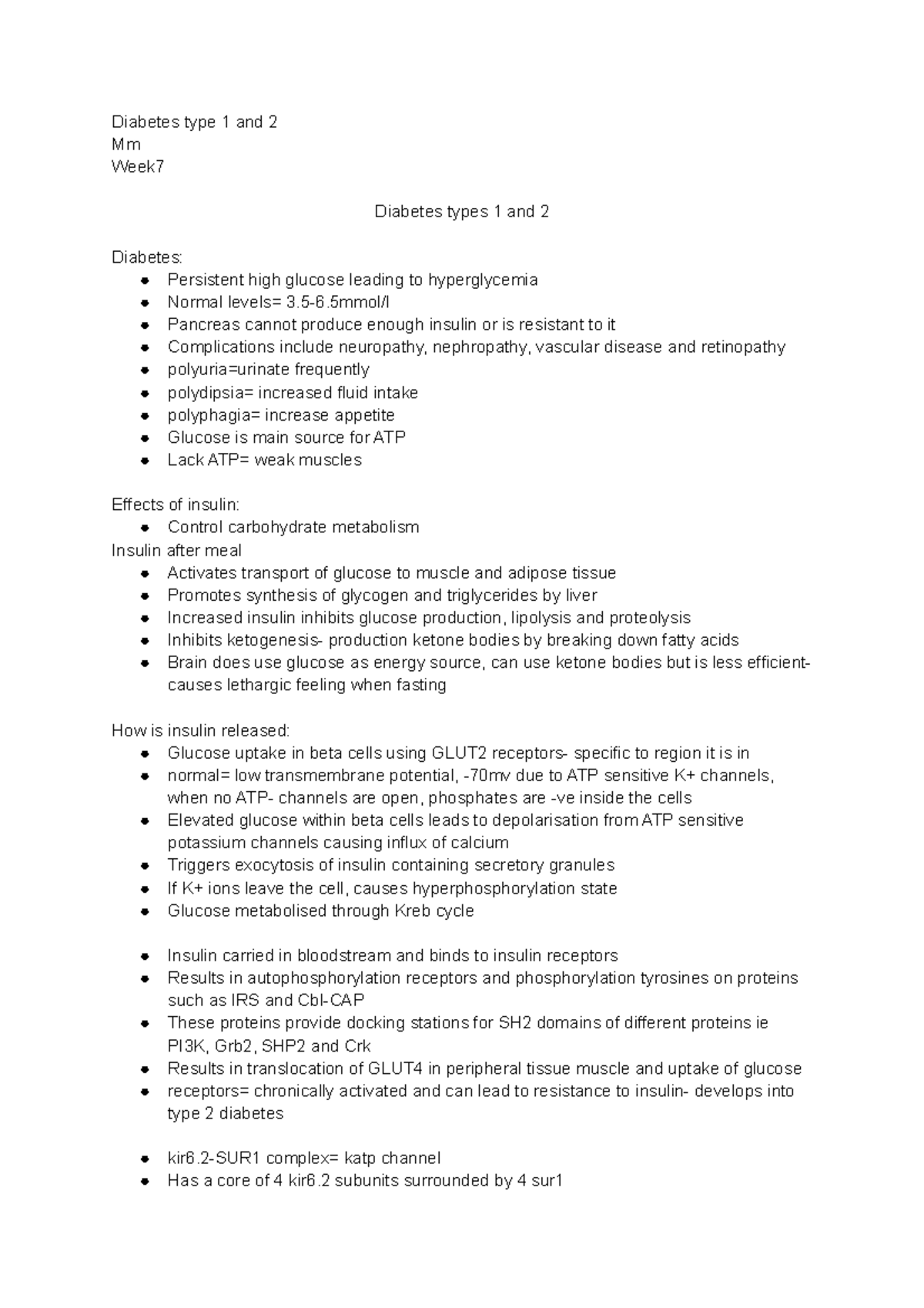 Diabetes Lecture Notes - Diabetes Type 1 And 2 Mm Week Diabetes Types 1 ...