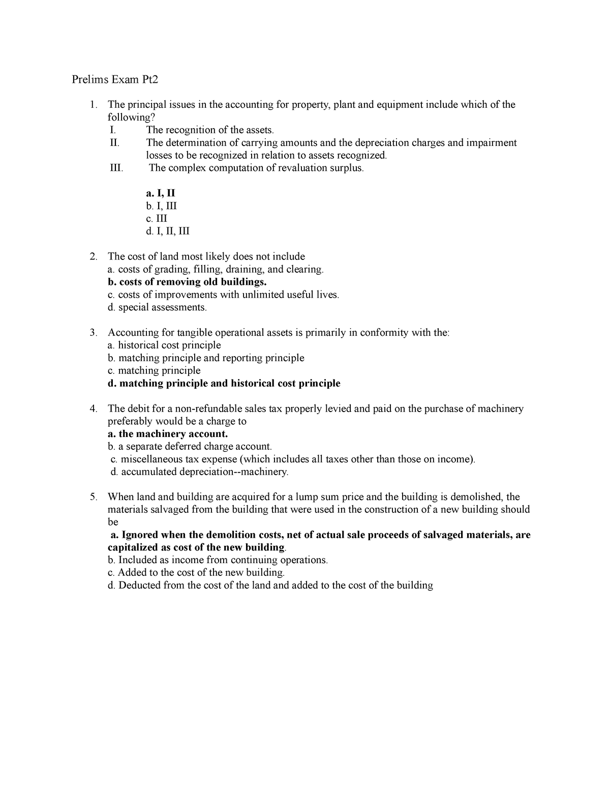 Prelims Exam Pt2 - Prelims Exam Pt The Principal Issues In The ...