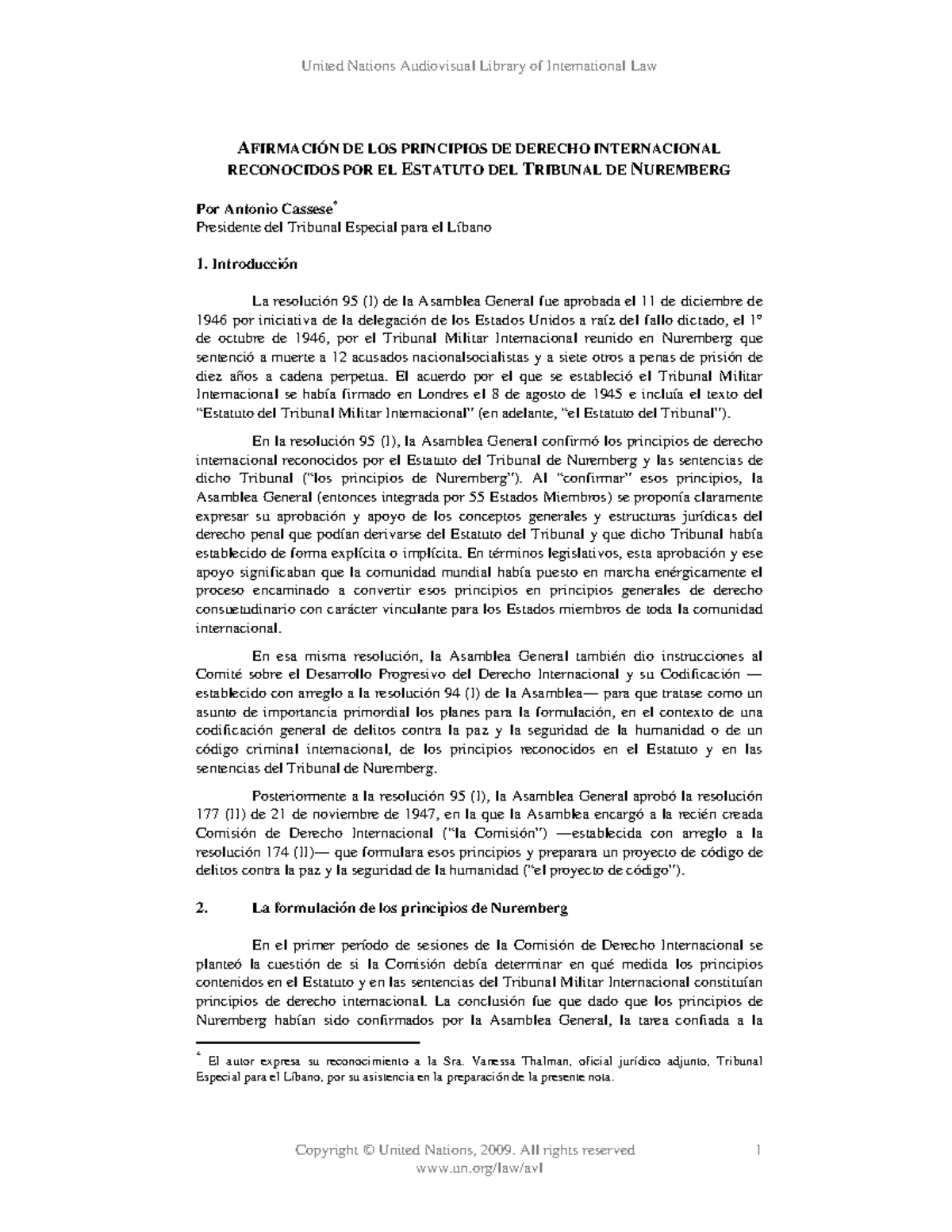 Art. principios de Nuremberg United Nations Audiovisual Library of