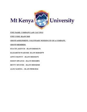 LAW OF TORT WORD - LAW OF TORT BLW 1202 GROUP 5 JUDY KIMANI MEMBERS 1 ...